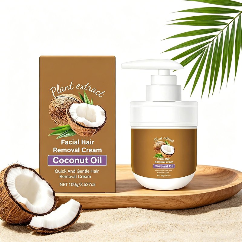 EZNFSW Coconut Oil Facial Hair Removal Cream, Plant Extract Organics Painless Formula for Sensitive Skin – 3.5 oz