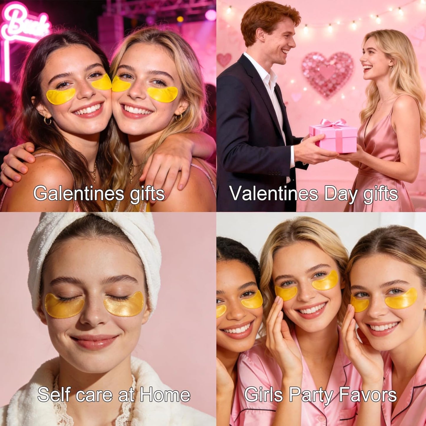 24K Gold Eye Masks & Lip Masks - Under Eye Patches for Puffy Eyes | Bridal Shower & Bachelorette Party Favors, Bulk Gifts