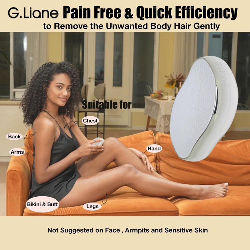G.Liane Crystal Hair Eraser,Upgraded Painless Crystal Hair Remover,Effective Nano Glass Hair Removal Device and Skin Exfoliation,Body Epilator for Women and Men(Silver)