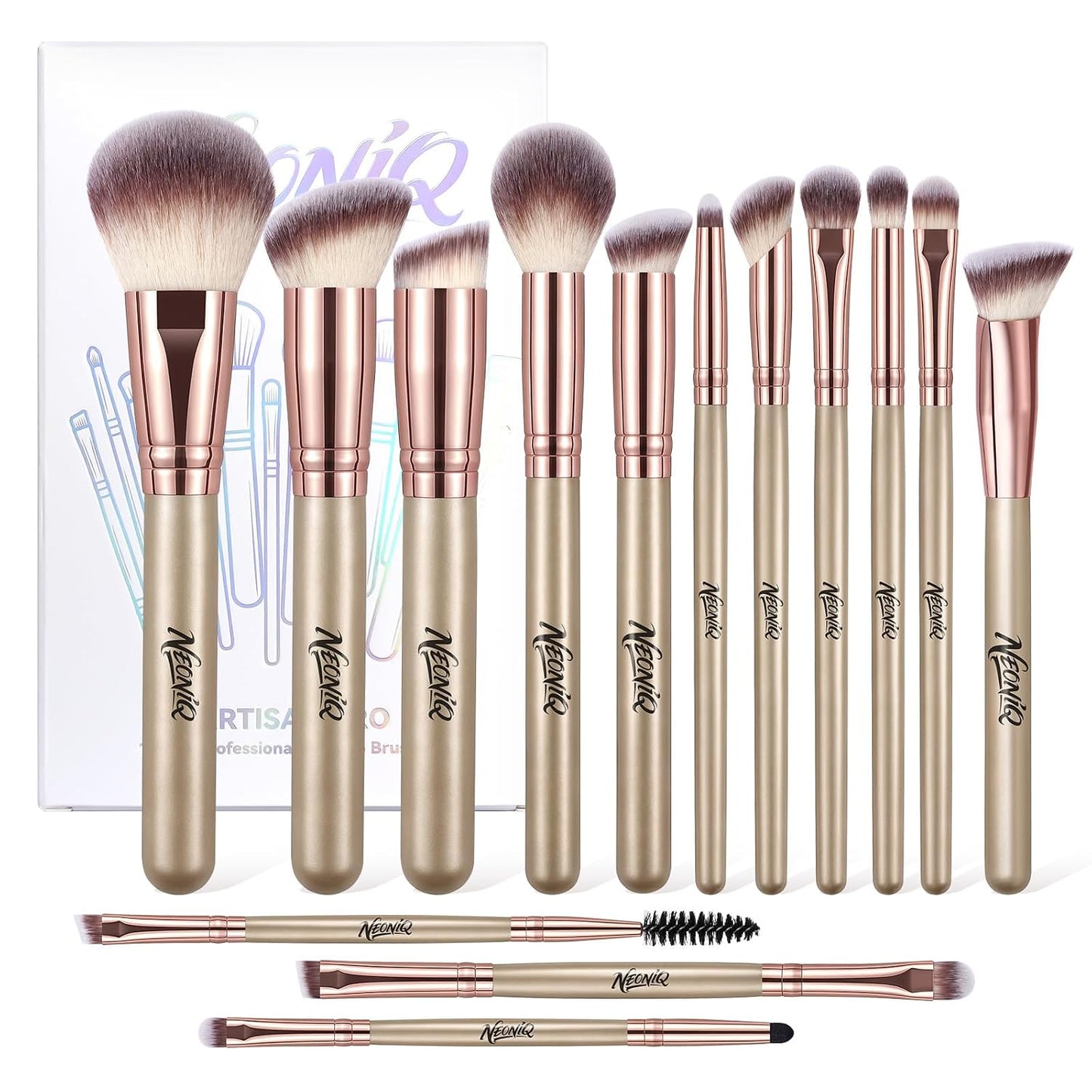 14 PCS Makeup Brush Set - Professional Foundation, Concealer & Eyeshadow Brushes | Versatile Black Makeup Tools