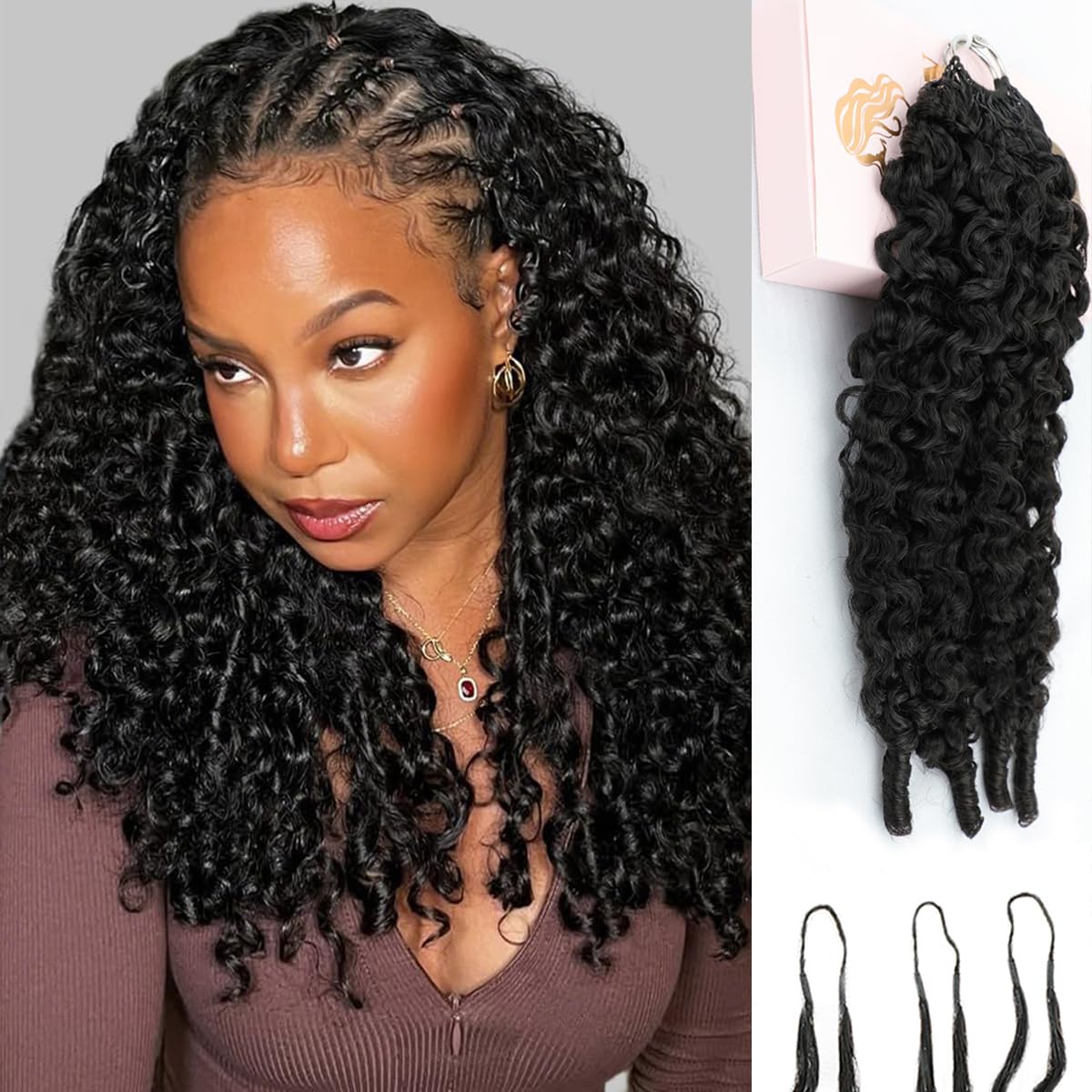 Human Crochet Hair for Black Women - 20 Inch Burmese Curly Pre-Looped | Natural Black, Reusable Bundles