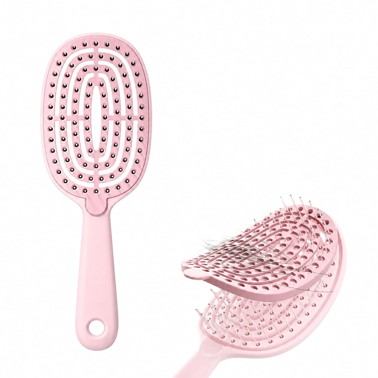 Self-Cleaning Hair Brush - Curved Vented Design for Fast Blow Drying | Mint Green, Ideal for All Hair Types