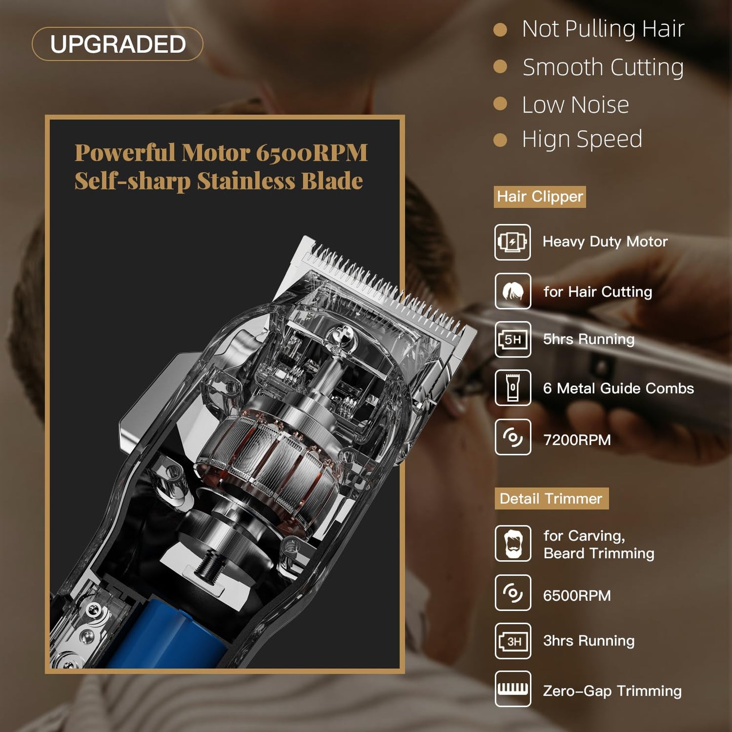 AngFan Professional Hair Clippers for Men Cordless Clipper & Trimmer Set