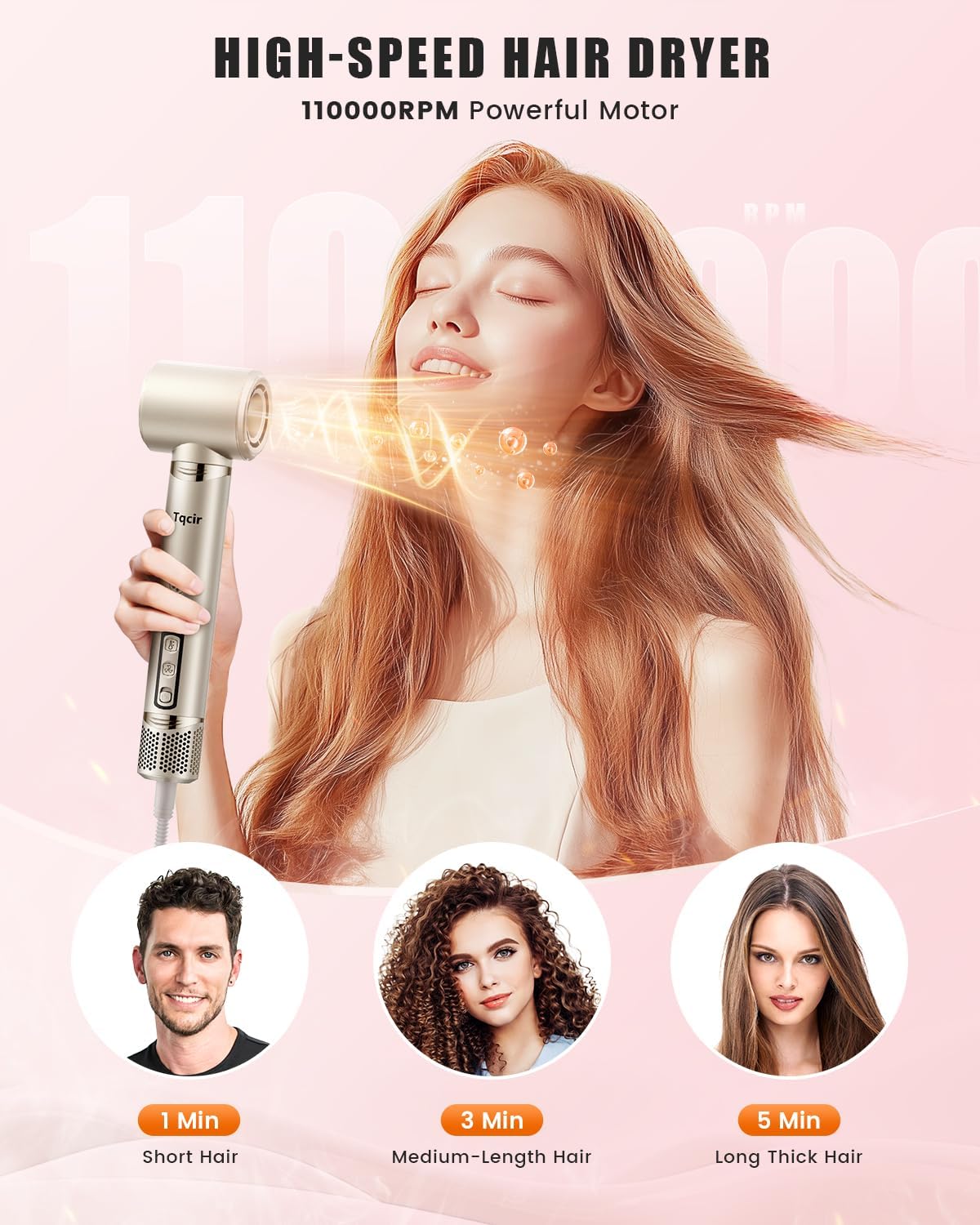 8-in-1 Hot Air Styler & Hair Dryer Brush - Multi-Styler with Auto-Wrap Curler | Fast Drying, Heat Damage-Free (Gold)