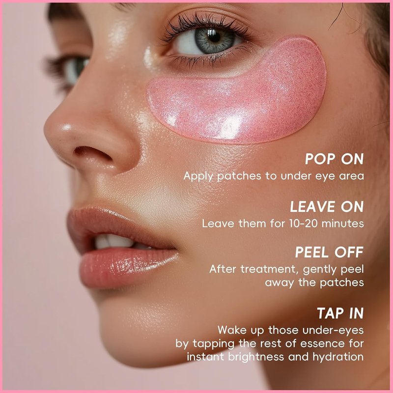 Collagen Eye Masks & Lip Masks - Pink Under Eye Patches for Puffy Eyes | Korean Skincare Gift Set