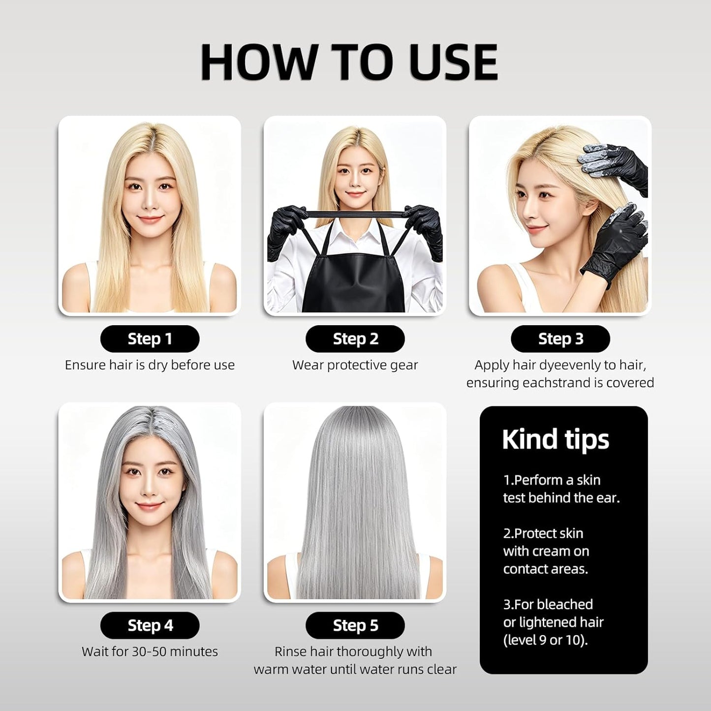 Silver Hair Dye - Nourishing Silver Gray Color for Lightened Hair | 2-in-1 Conditioner, 3.53 Fl Oz (2pcs)