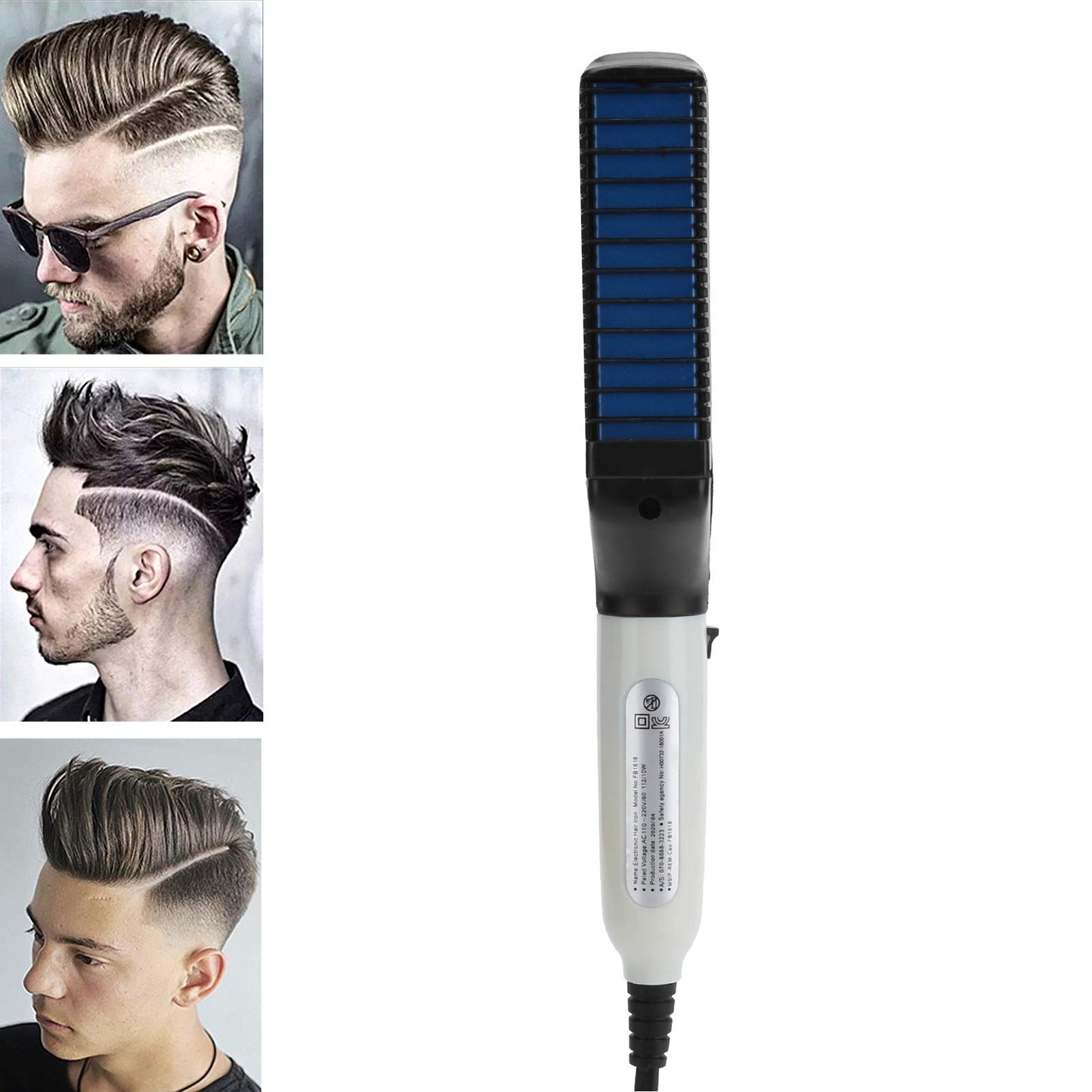 Agatige Beard Straightener Comb, Fast Heating Multifunctional Electric Hair Comb Portable Beard Brush Styler for Men Women Home Travel Use(US)