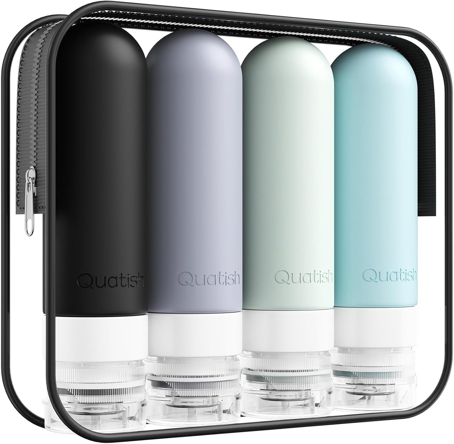 Travel Bottles for Toiletries - Leak-Proof Silicone 3 oz TSA Approved | 4 Pack Grey