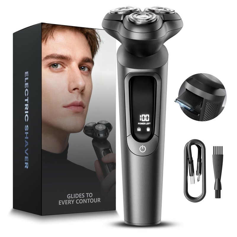 Electric Razor for Men, 3D Flex Blades with Pop-Up Trimmer, IPX8 Waterproof, Flint Gray