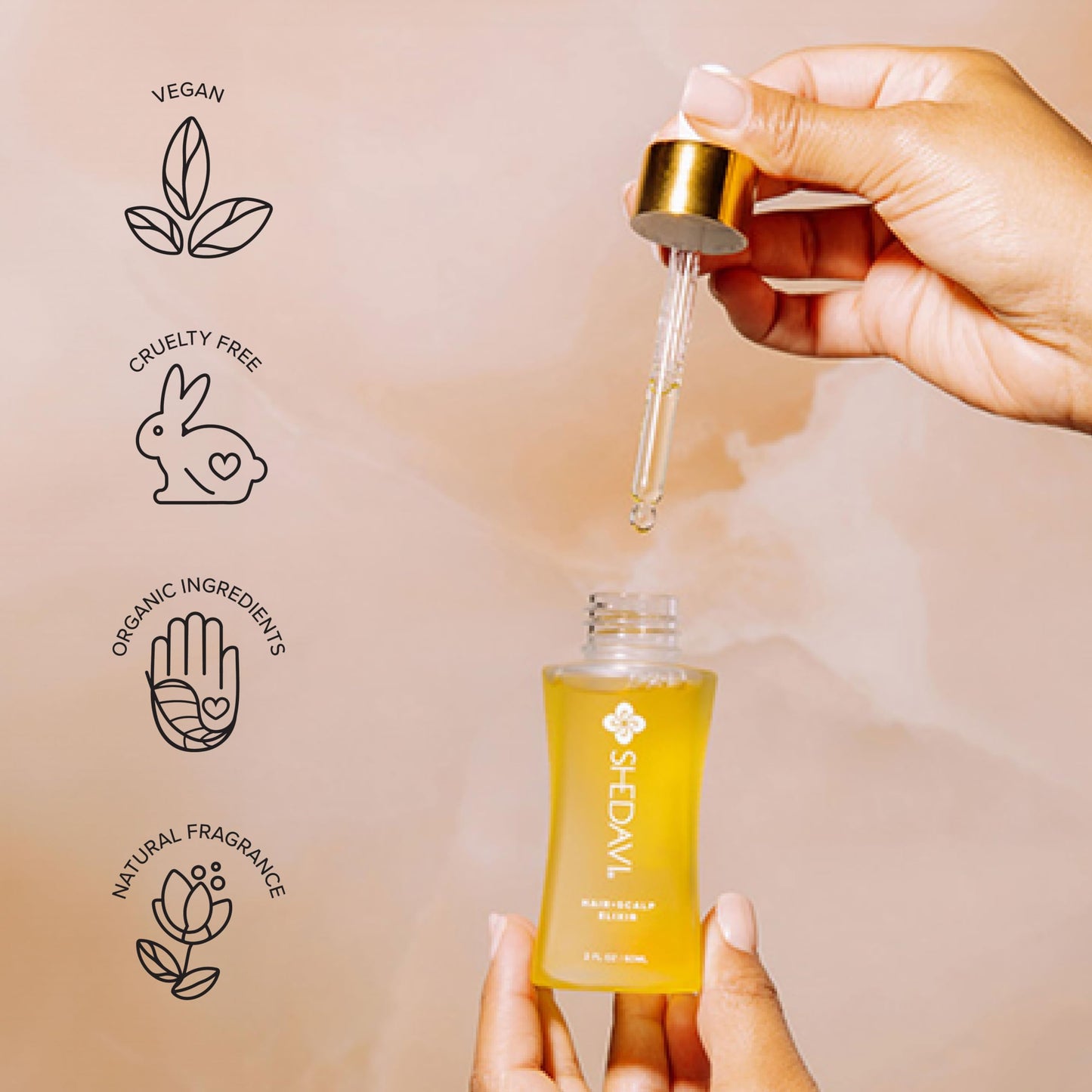 Shedavi Iconic Vegan Hair Serum with Botanicals - Growth Treatment for Women & Men's Dry, Damaged Hair and Scalp with Argan, Coconut, Castor, and Tea Tree Oils