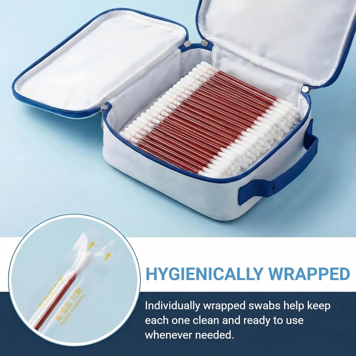 Cotton Iodine Swabs - 50 Individually Wrapped Disposable Iodophor Swabsticks for First Aid | Medical Sanitary Care