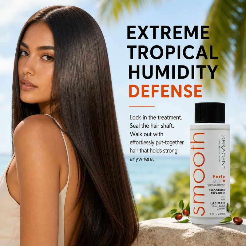 KERAGEN Forte Keratin Smoothing Treatment - High-Potency Realignment & Hydrophobic Shield | 2 Oz for 20+ Washes
