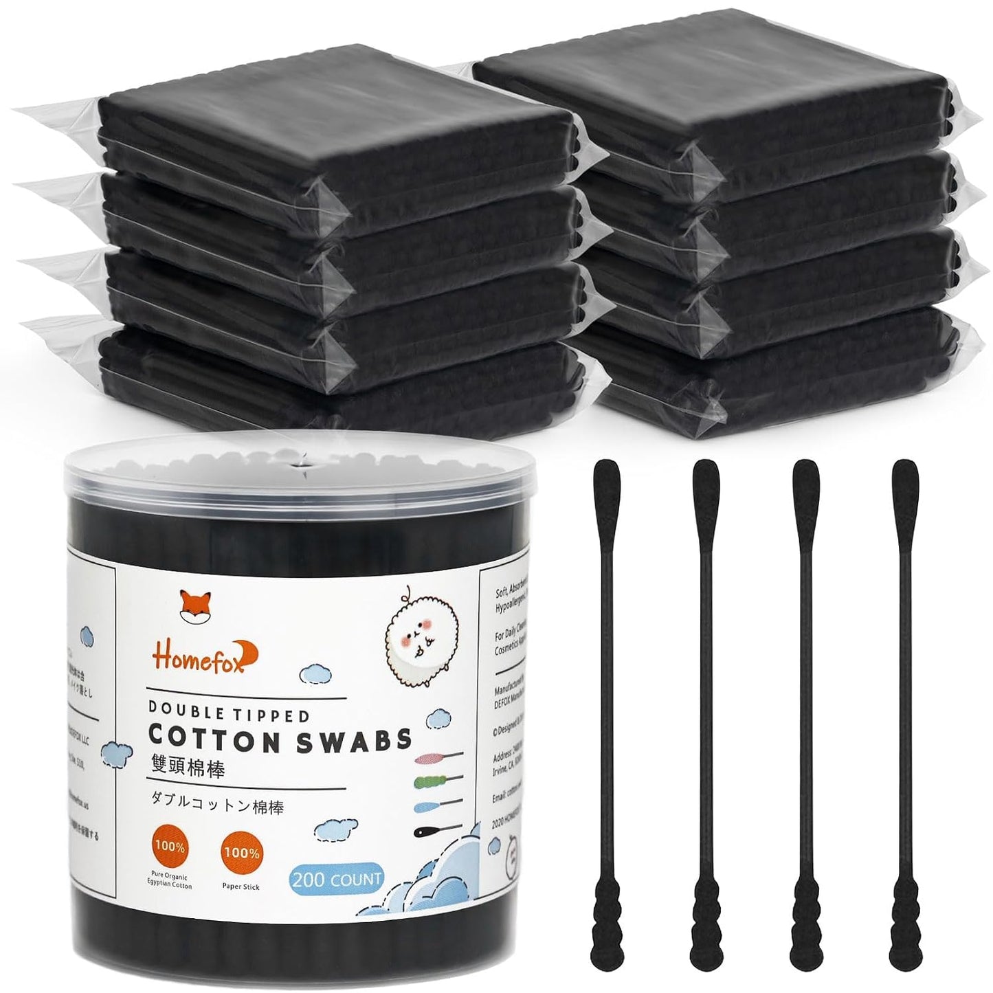 Blue Cotton Swabs - 200 Count Organic Spiral Cotton Buds | Lint-Free, Soft Tips, Double-Sided