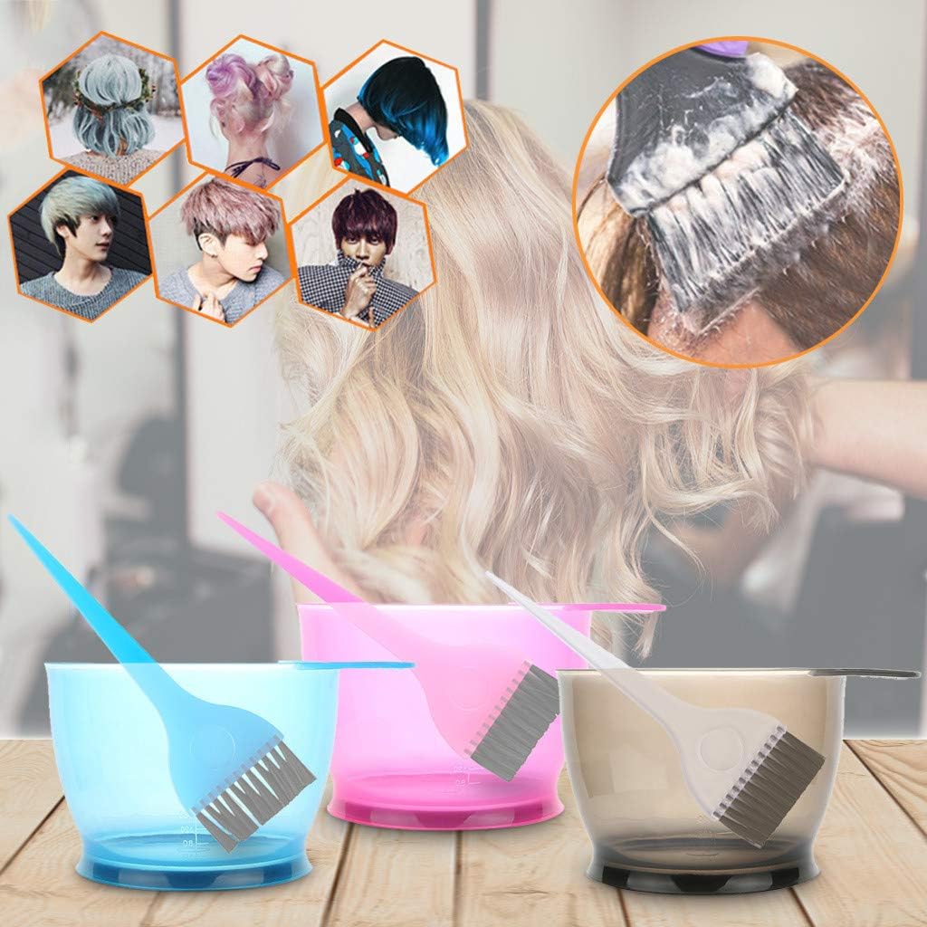 Hair Dye Bowl and Brush Set - Translucent Reusable Coloring Kit for Salon & Home Use | Pink