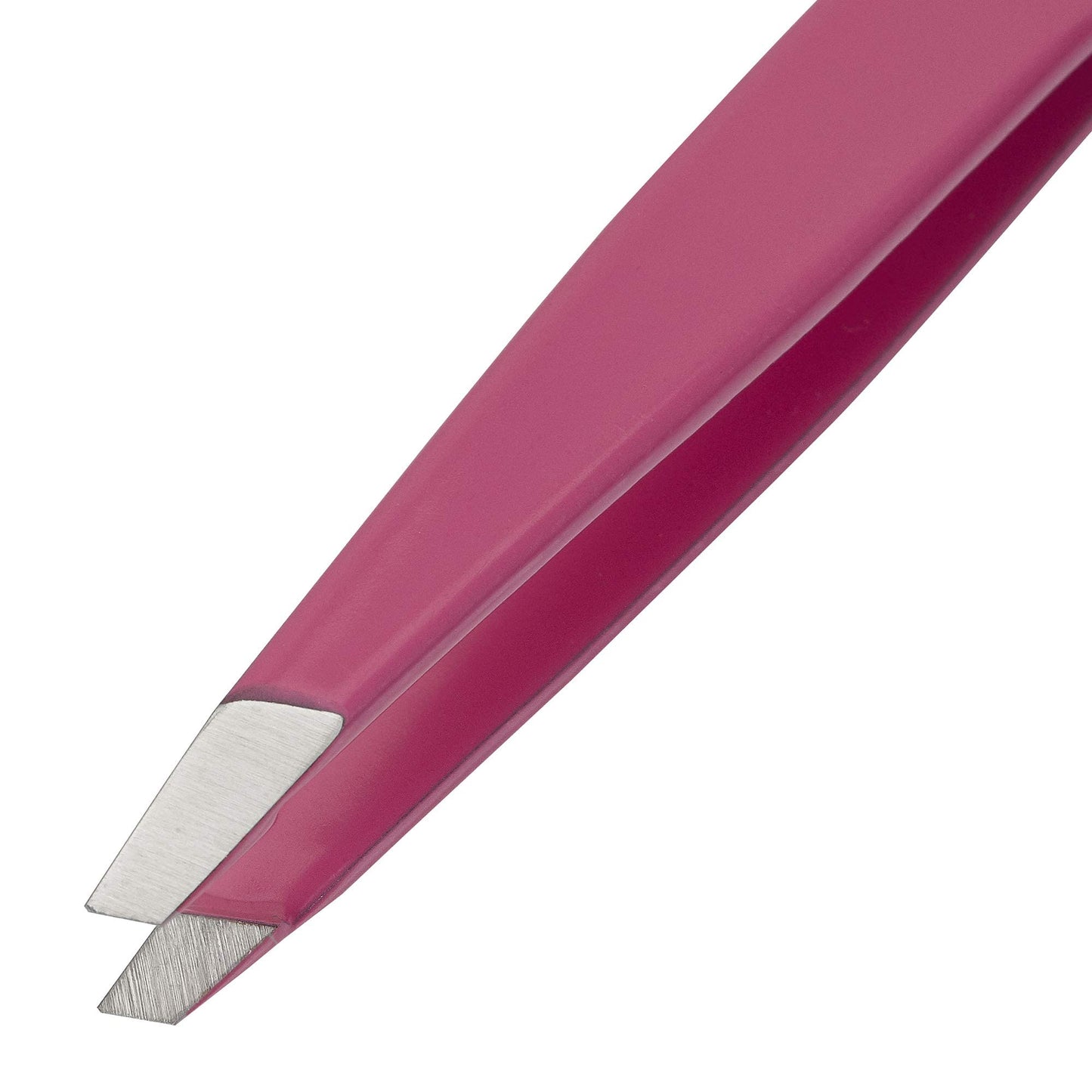 Regine Switzerland Slant Tweezer - Handmade in Switzerland - Professional Eyebrow & Facial Hair Remover - Etched Interior Grabs Hair from The Root - Perfectly Aligned Tips - Stainless Steel, Pink