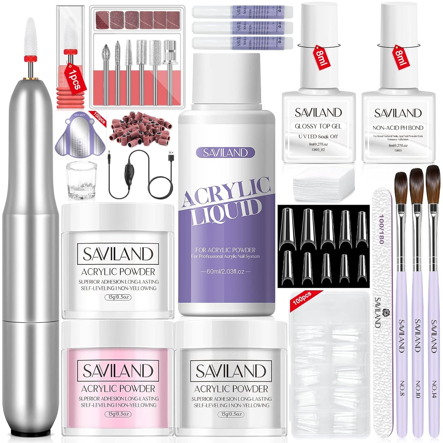 Almond Gel Nail Kit - Complete Nail Drill Set with UV Lamp & 500PCS Tips | DIY Manicure Tools for Home Use