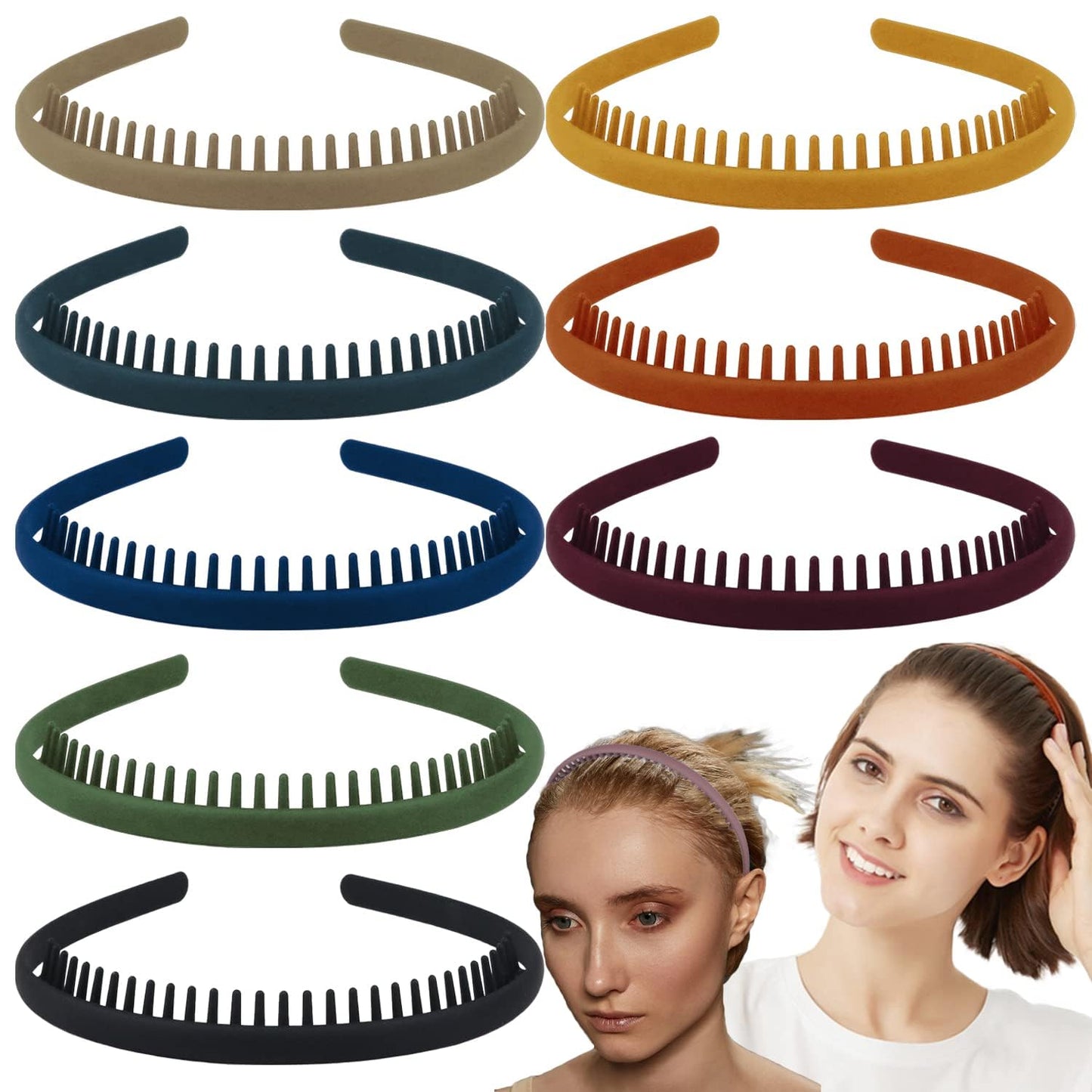 LAPOHI Non-Slip Plastic Headbands - 8 Pack Effortless Hair Accessories for Women & Teens | Matte Black