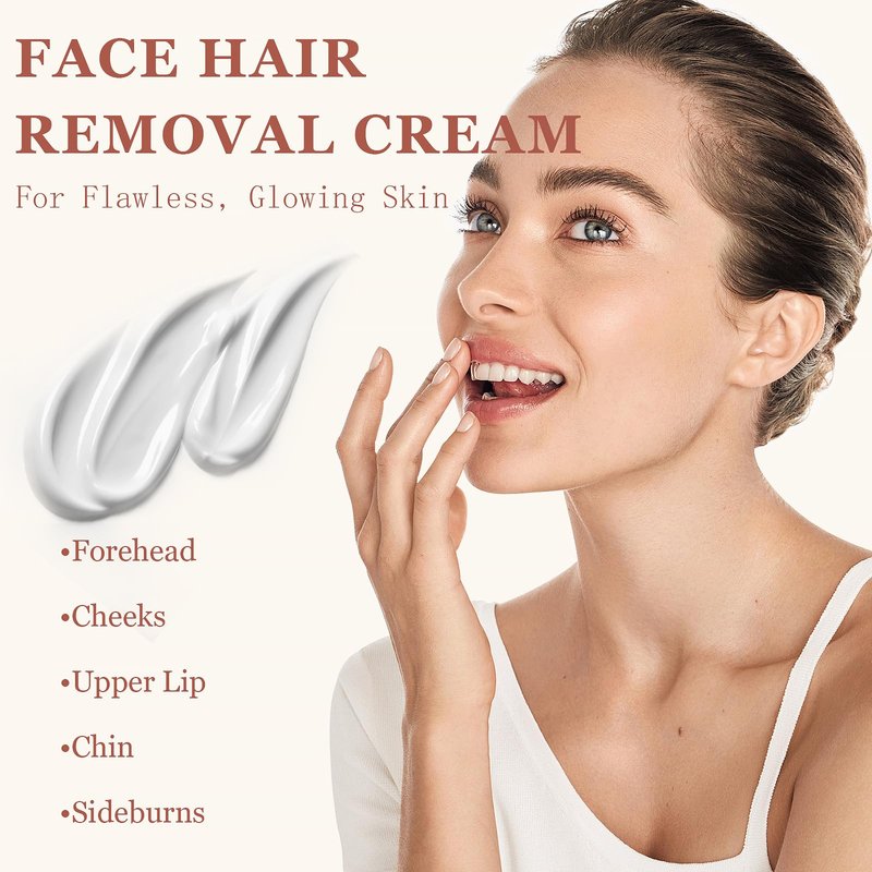 Facial Hair Removal for Women, Depilatory Cream for Face with Post-Care Soothing Cream, Flawless Hair Removal for Pubic Sensitive Skin At Home w/Spatula, 2.37 Fl Oz