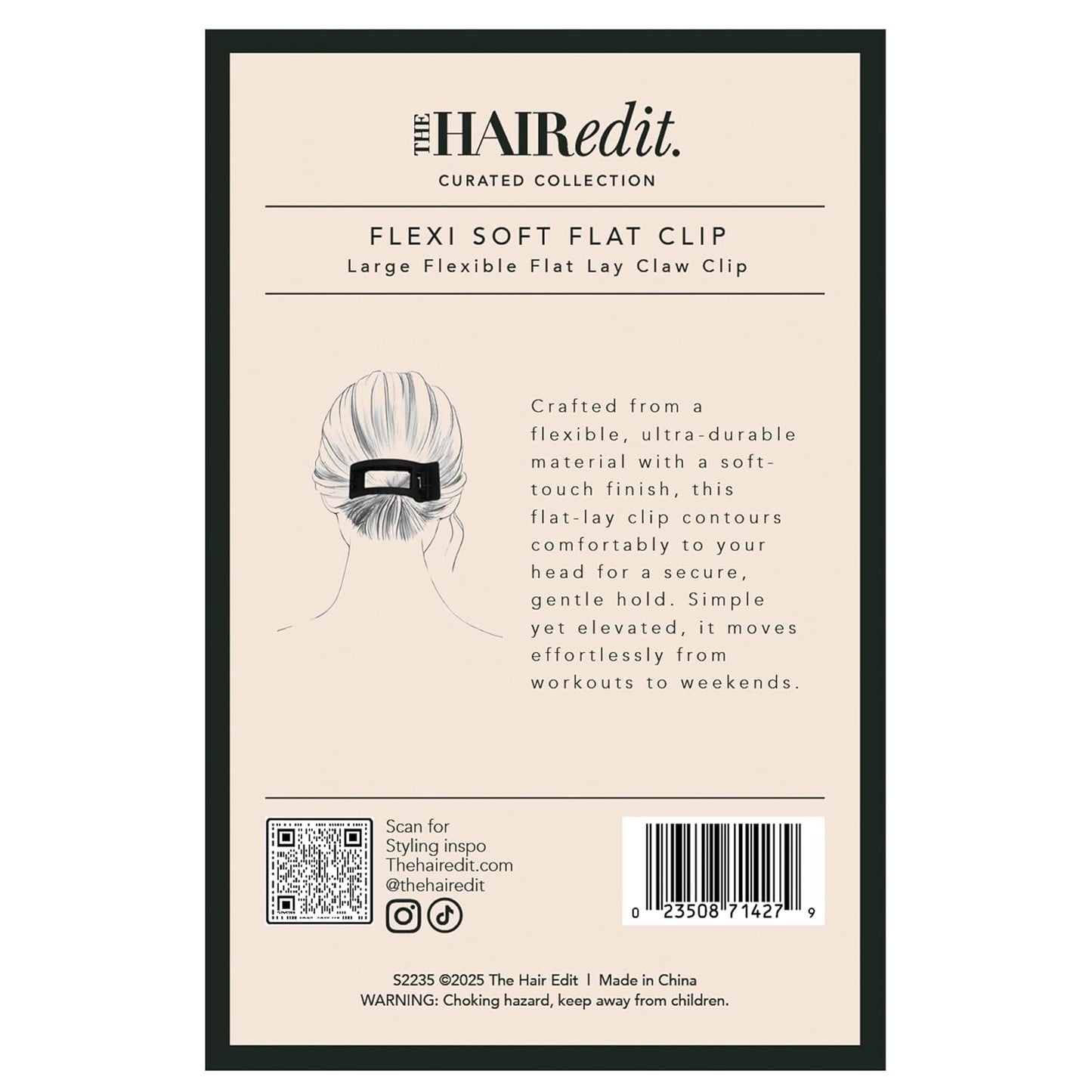 Flexi Soft Flat Lay Claw Clip - Flexible Hair Clip for All-Day Hold | Comfortable for Travel & Lounging