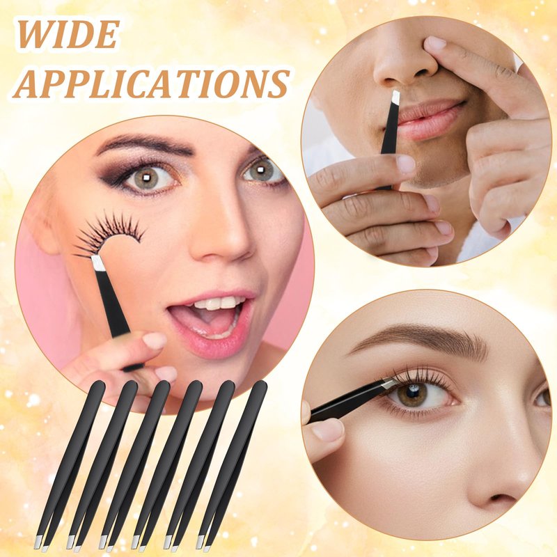 80 Pieces Eyebrow Tweezers, Stainless Steel Slanted Tip Precision Lash Tweezers Bulk For Facial Hair, Ingrown Hair, and Blackhead Removal