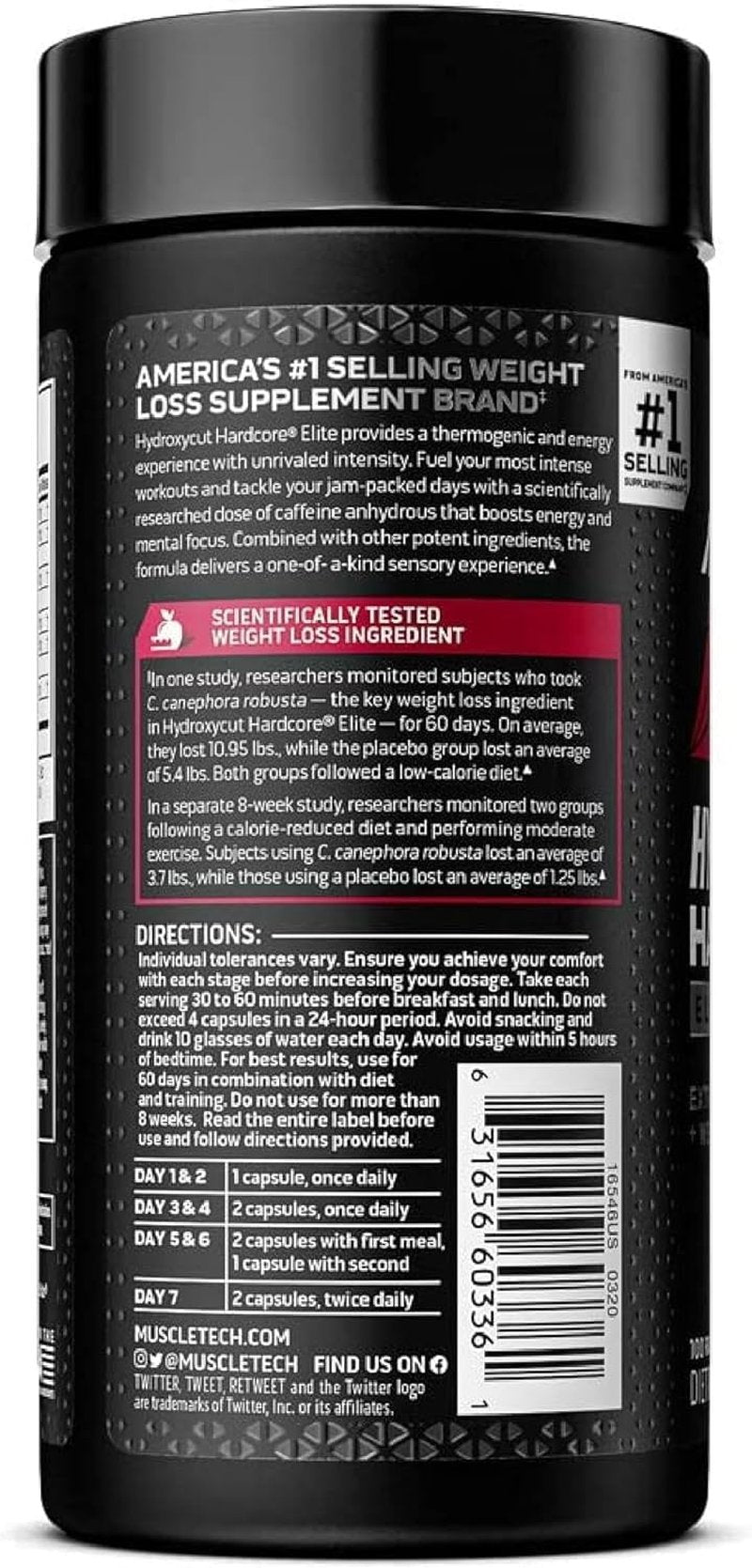 Hydroxycut Hardcore Elite - Energy & Metabolism Support for Men & Women - 270 mg Caffeine Anhydrous & 200 mg Green Coffee Extract - Rapid Release Capsules - 100 Count Each - 2 Pack