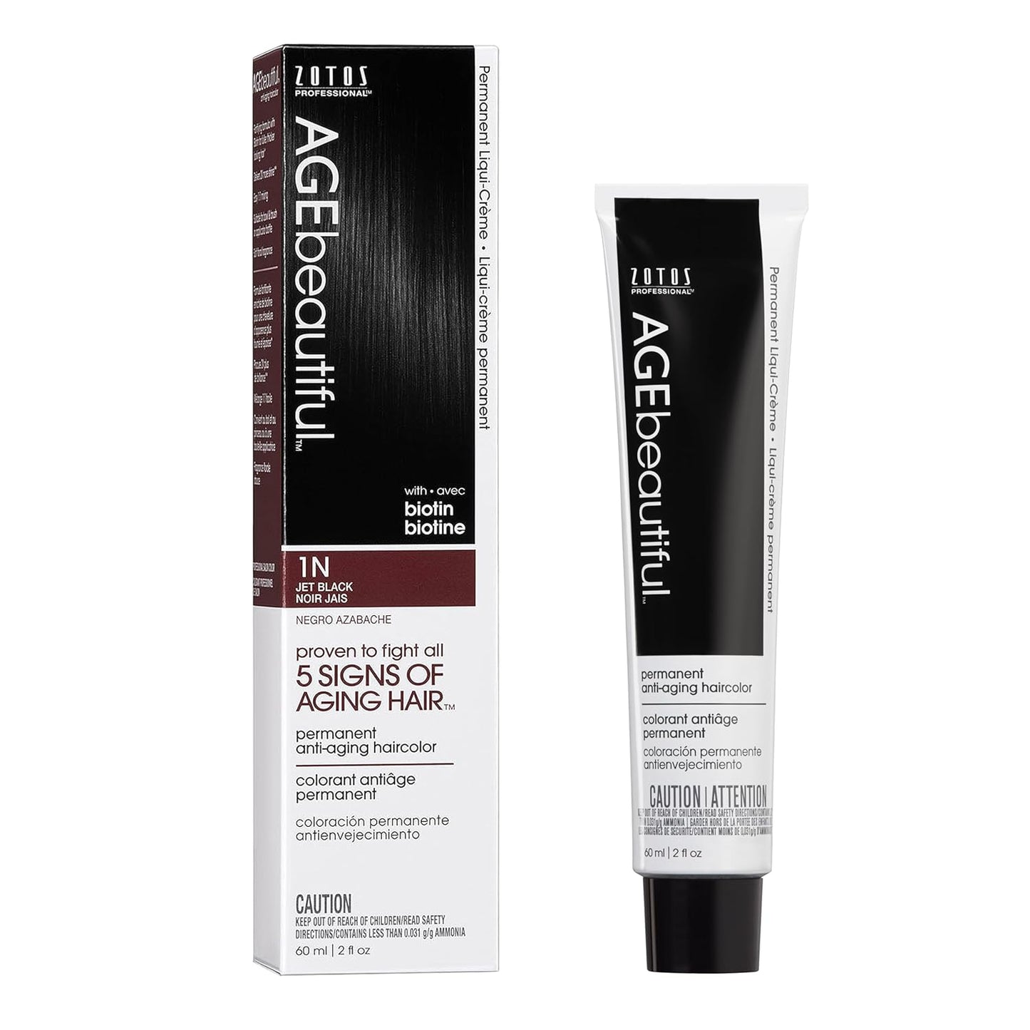 AGE Beautiful Permanent Hair Color Cream - 100% Gray Coverage Hair Dye with Biotin for Fuller, Thicker Hair | Professional Salon Quality