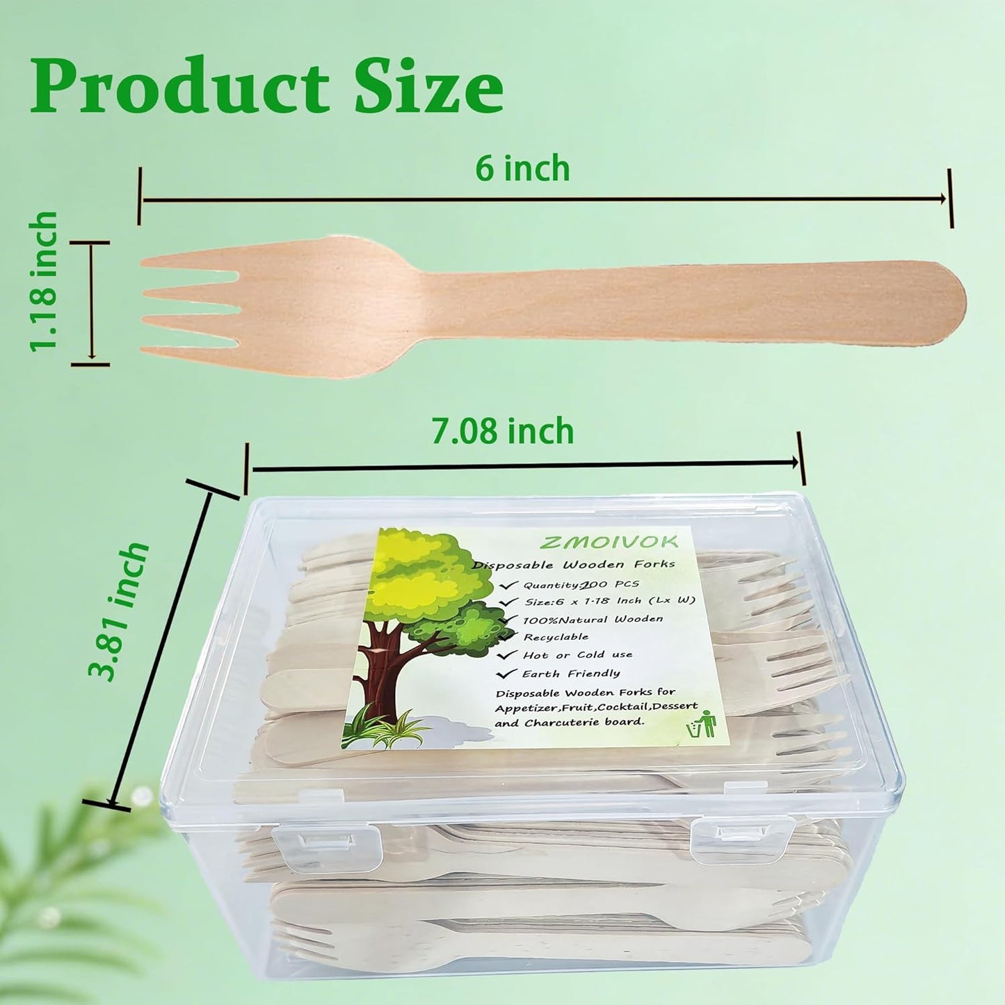 Disposable Wooden Forks - 200 Pack Biodegradable Charcuterie Utensils | 6-Inch Eco-Friendly Forks for Parties & Picnics