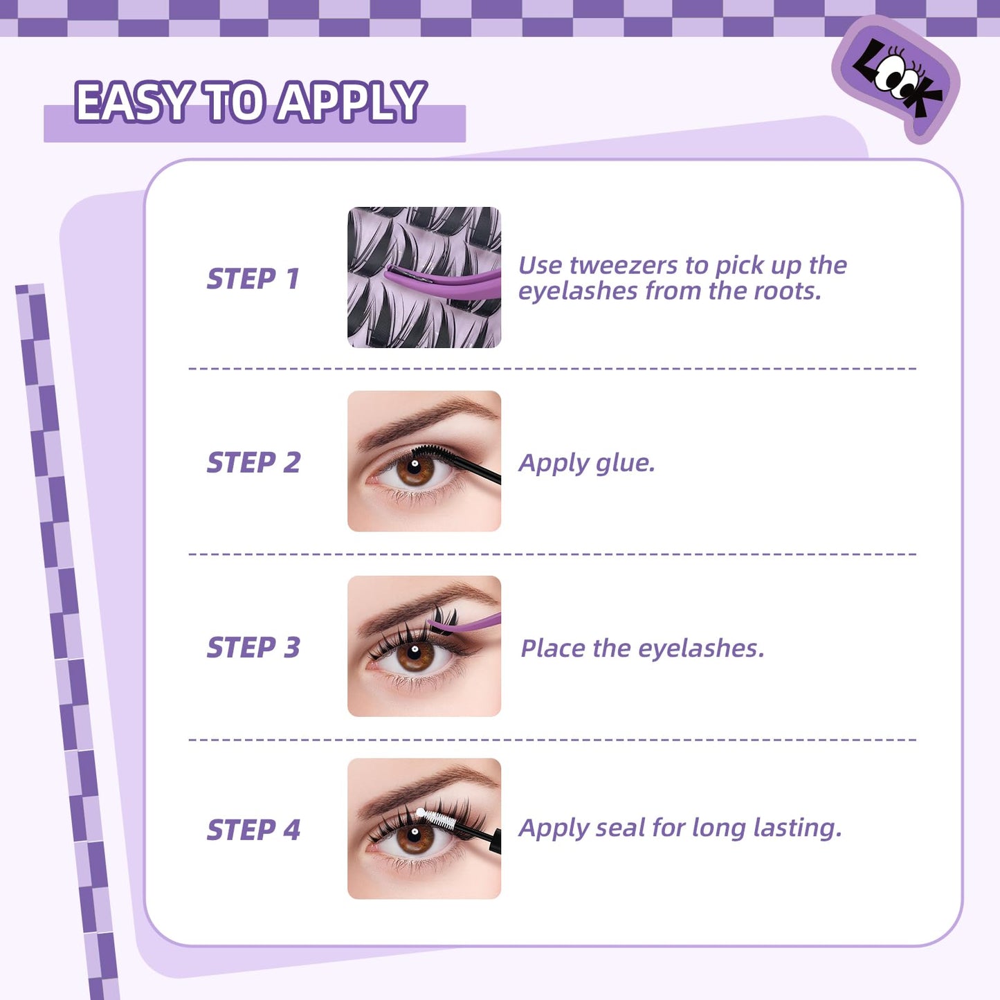 B&Qaugen Bunny Lash Clusters Kit Manga Lashes CC Curl Wispy Natural Invisible Band Eyelash Clusters, Waterproof DIY Lash Extensions at Home, Wet Look for Cosplay & Daily Wear (Lash Kit-Anime 05)