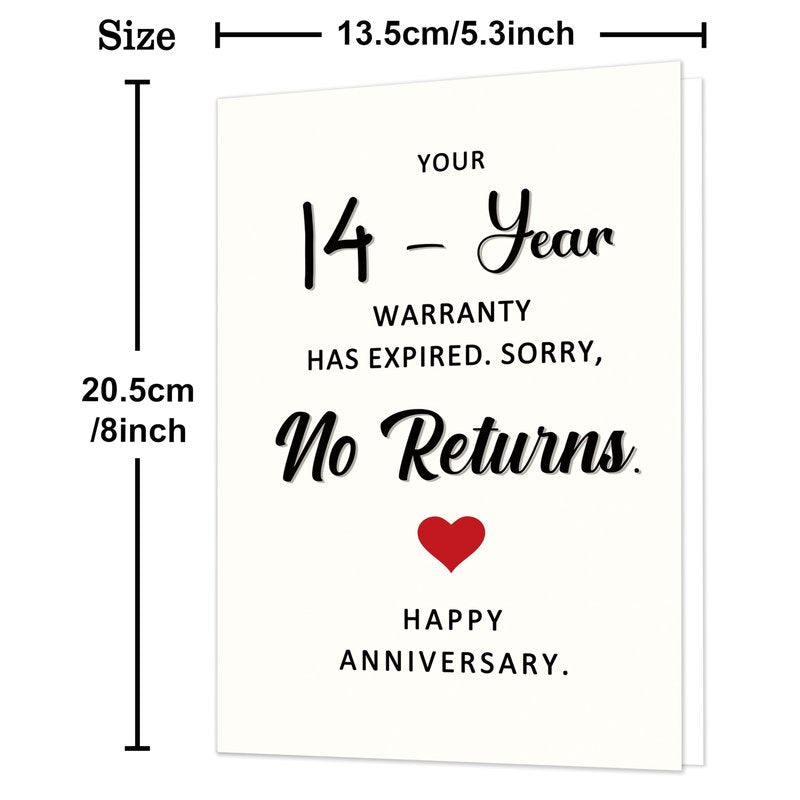 Smithtuy Funny 14 Year Anniversary Card,14th Wedding Anniversary Card Gifts for Him Her Husband Wife Couples,Ivory Anniversary Cards Gifts for Women Men