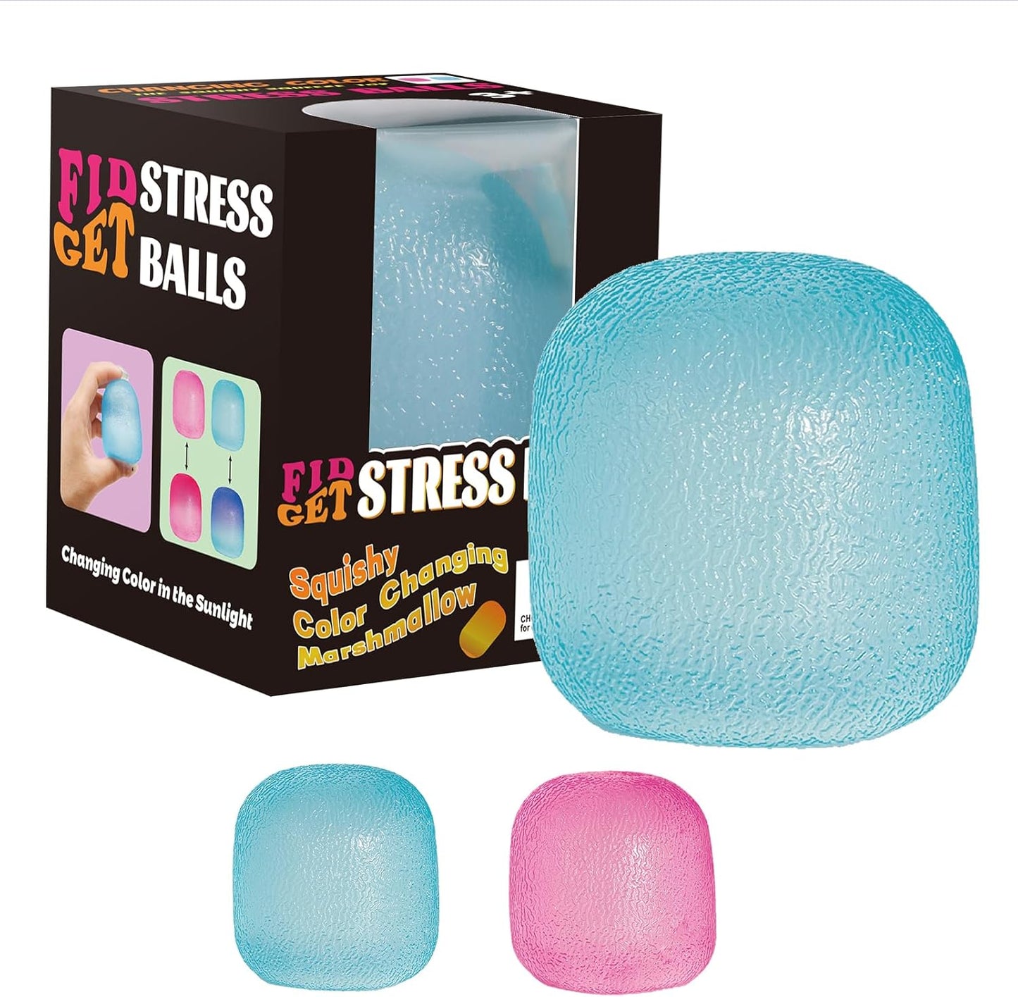 Fidget Toys - Squishy Stress Relief Cube for Anxiety | Pink Sensory Ball for Kids with Autism