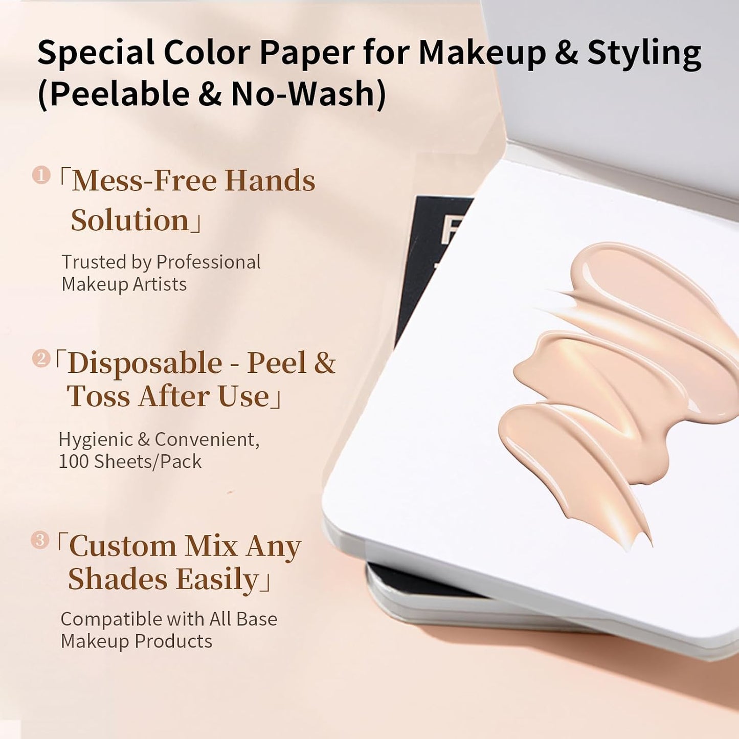 Makeup Mixing Palette Paper - Waterproof Disposable Sheets for Foundation, Nail Art & Pigments | 100 Count