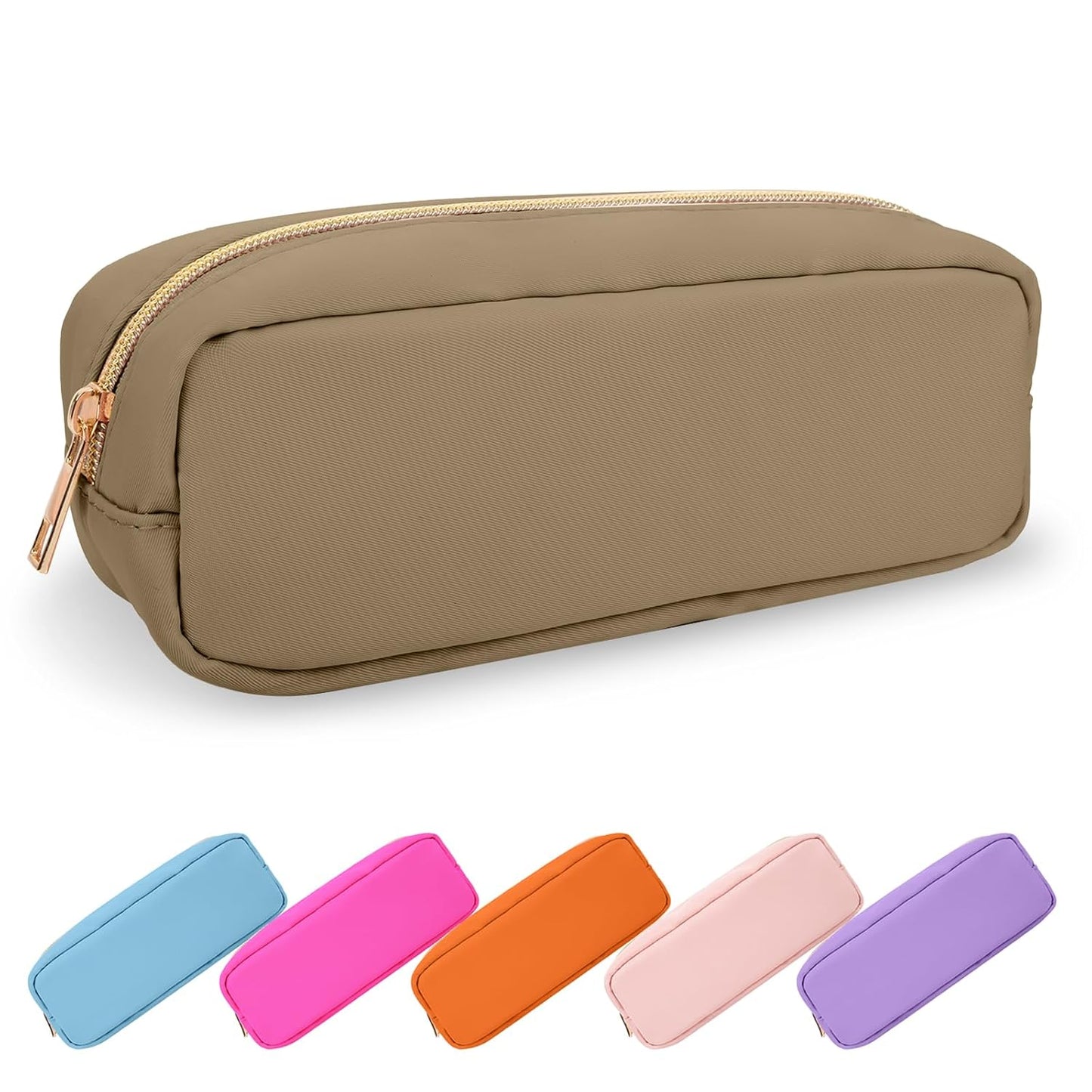 Waterproof Mini Floral Makeup Bag - Nylon Travel Pouch for Women | Cute Zipper Toiletry Organizer (Mini White-Flowers)