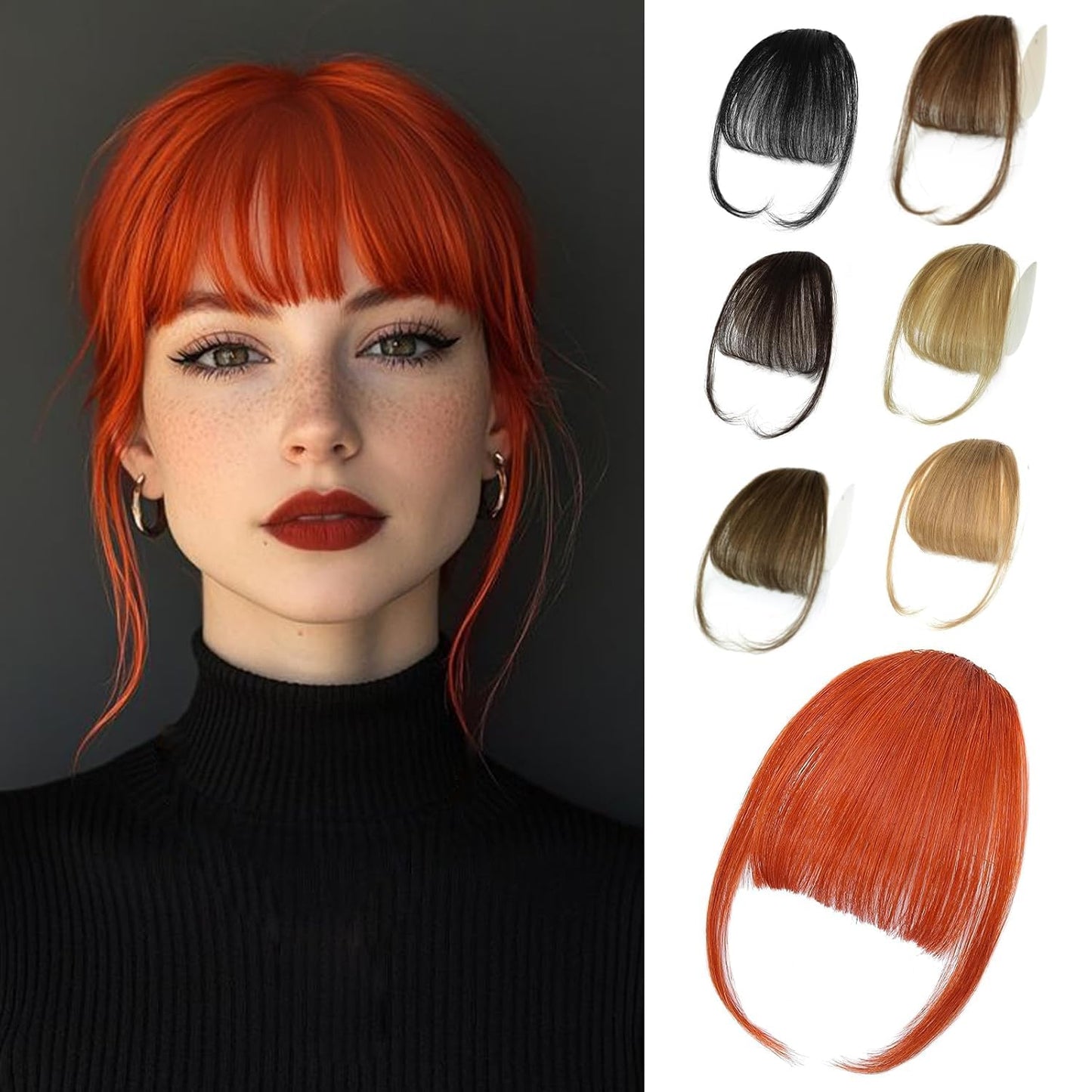 Bangs Hair Clip - 100% Real Human Hair Extensions | Natural Black Wispy Fringe for Women