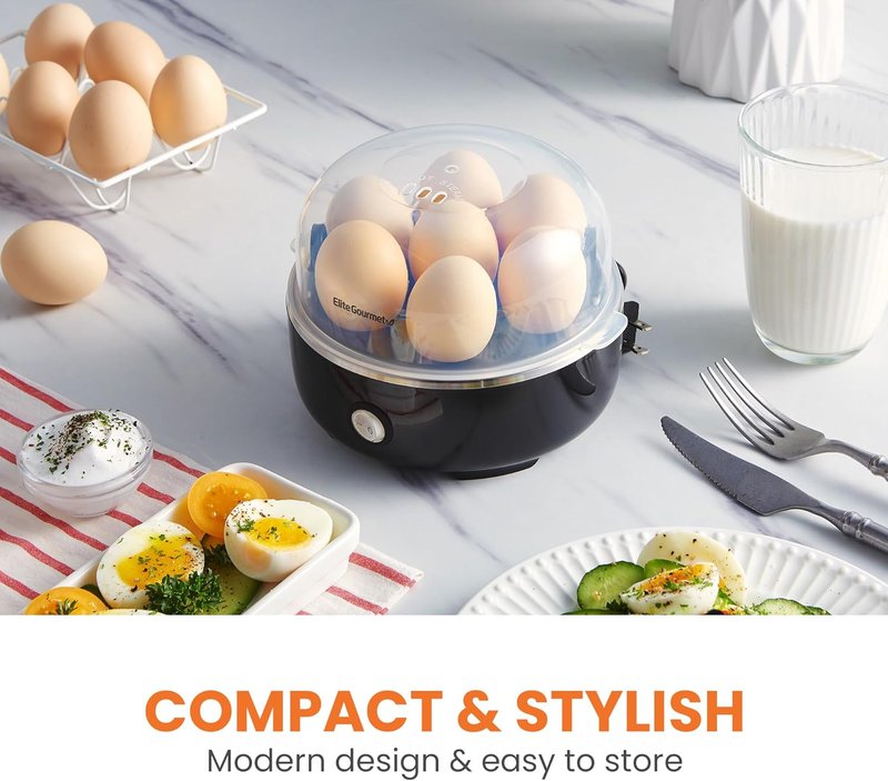 Easy Egg Cooker - Electric 7-Egg Capacity, Soft/Medium/Hard-Boiled, Auto Shut-Off, BPA Free | Classic Black