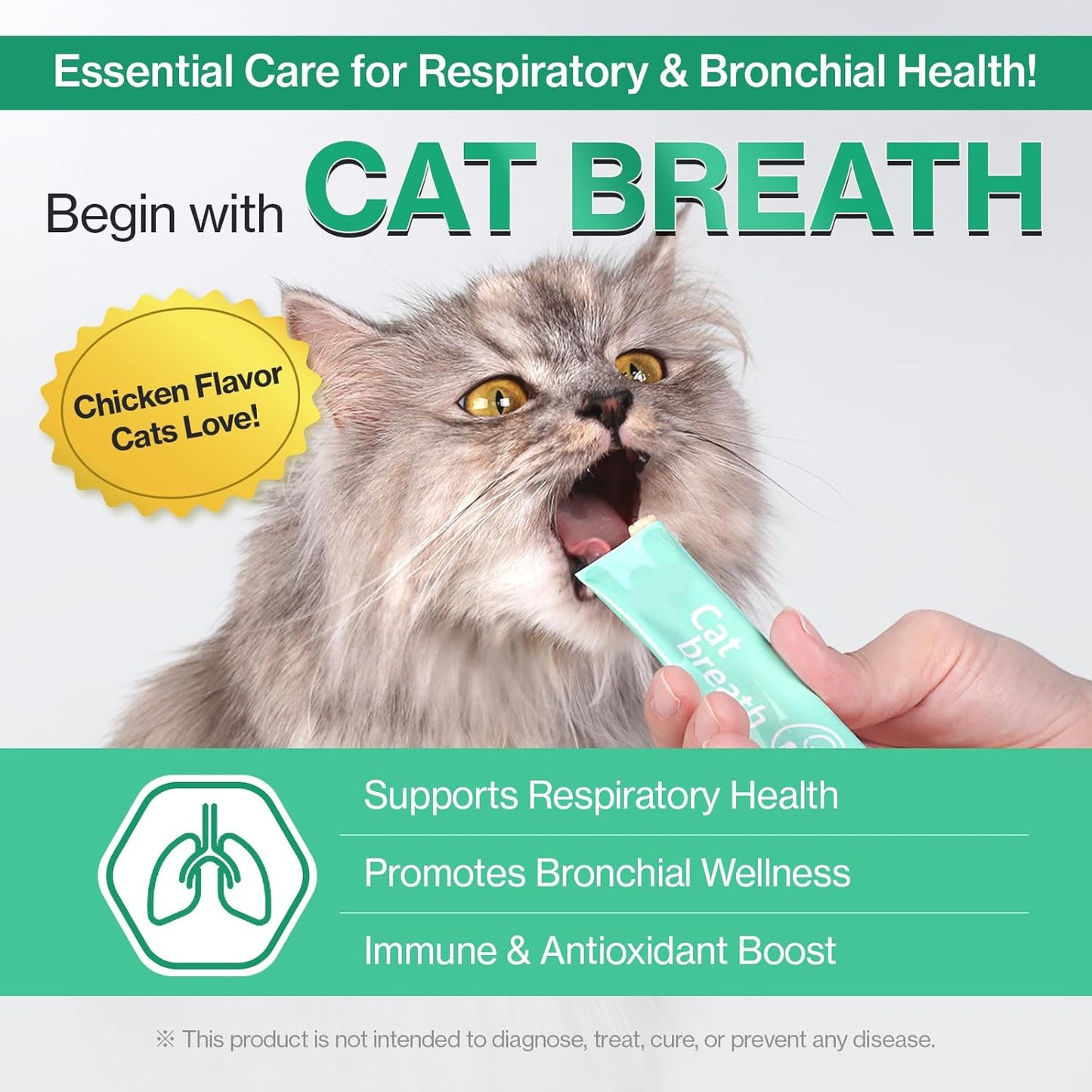 Cat Bronchial Supplements - Lickable Chicken Formula for Sneezing, Asthma & Cold Relief | 1 Pack