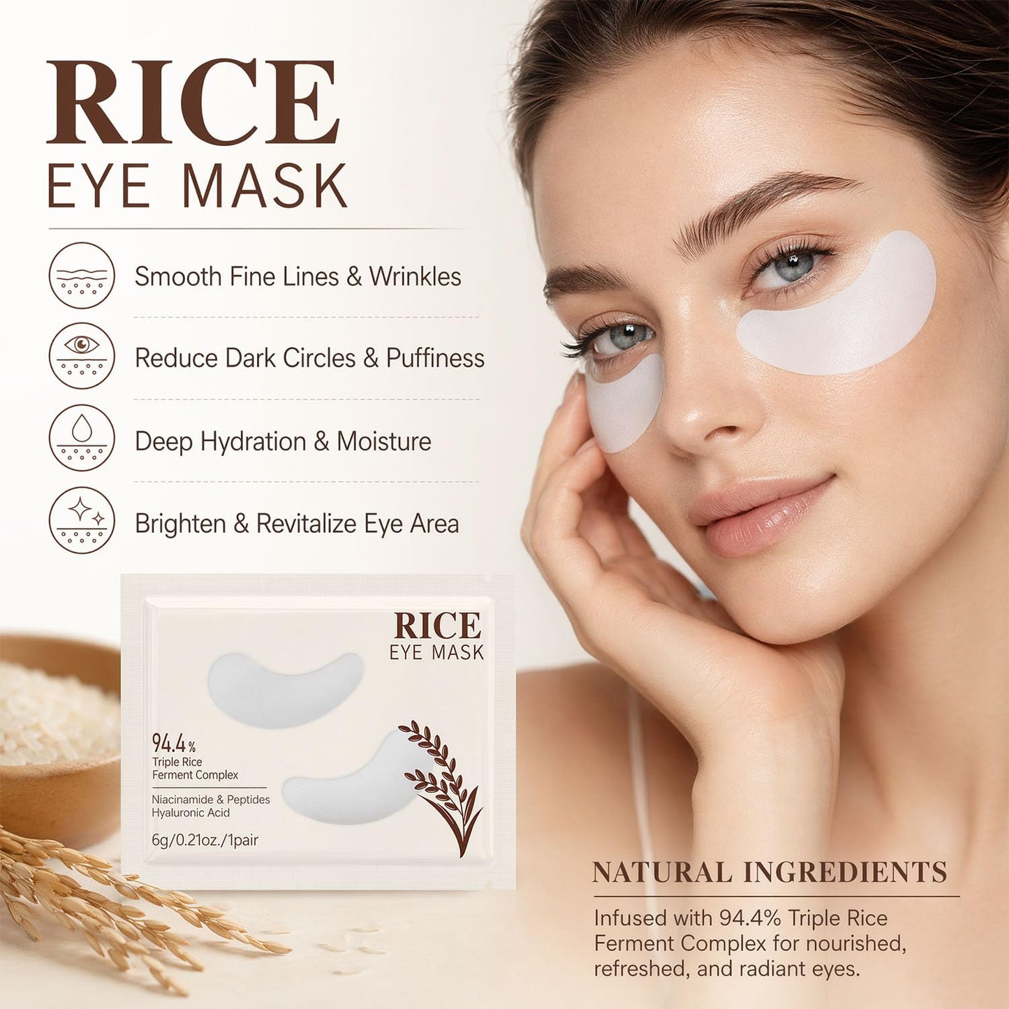 30 Pairs Lip Mask & Eye Mask & Face Mask, Lip Mask Patches, Eye Patches for Puffy Eyes and Dark Circles, Face Masks Bulk with Hyaluronic Acid, Party Favors Adults, Bulk Gifts, Bridesmaids Gifts
