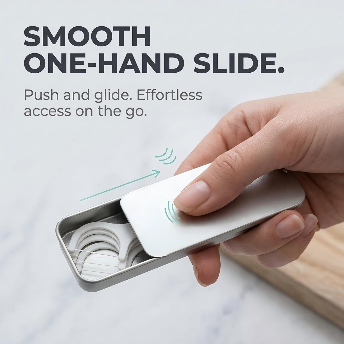 Mini Dental Floss Dispenser - Portable Refillable Travel Case for Adults | 2-Pack Silver