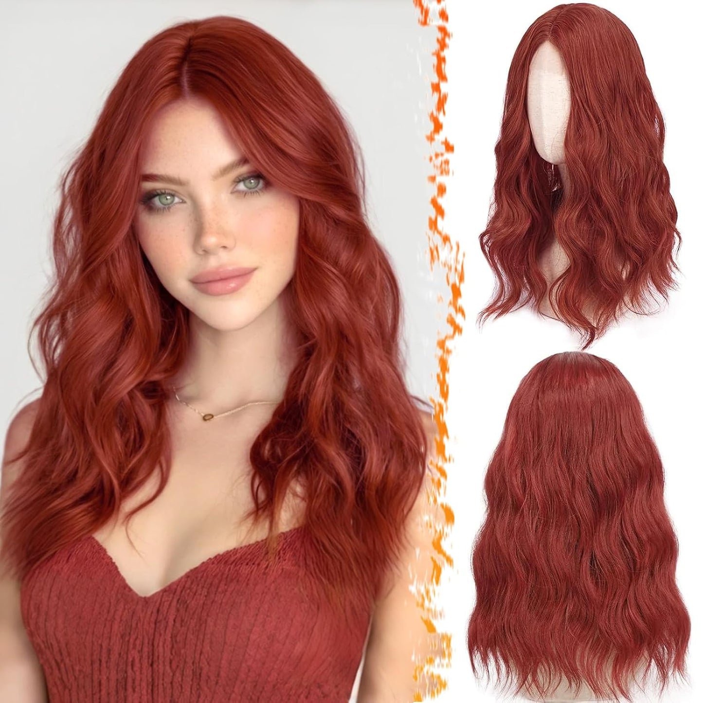 18 Inch Wavy Beige Blonde Wig - Medium Length Synthetic Wig for Women | Natural Soft Waves for Daily Wear & Parties