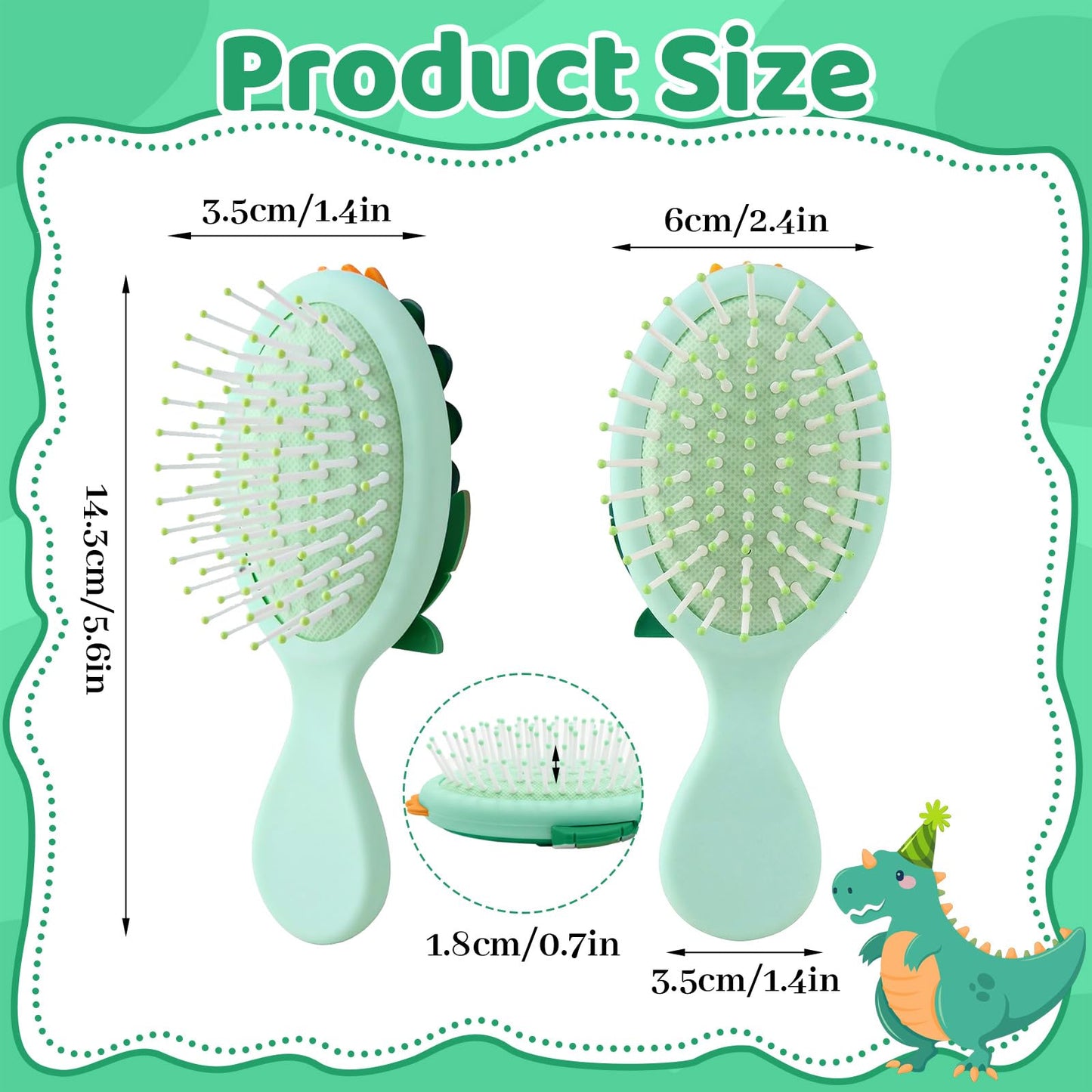 Toddler Hair Brush, Mini Baby Hair Brush for Kids, Travel Brushes for Boys & Girls, Detangler Brushes for Thin or Thick Hairs with Air Cushion (Green)