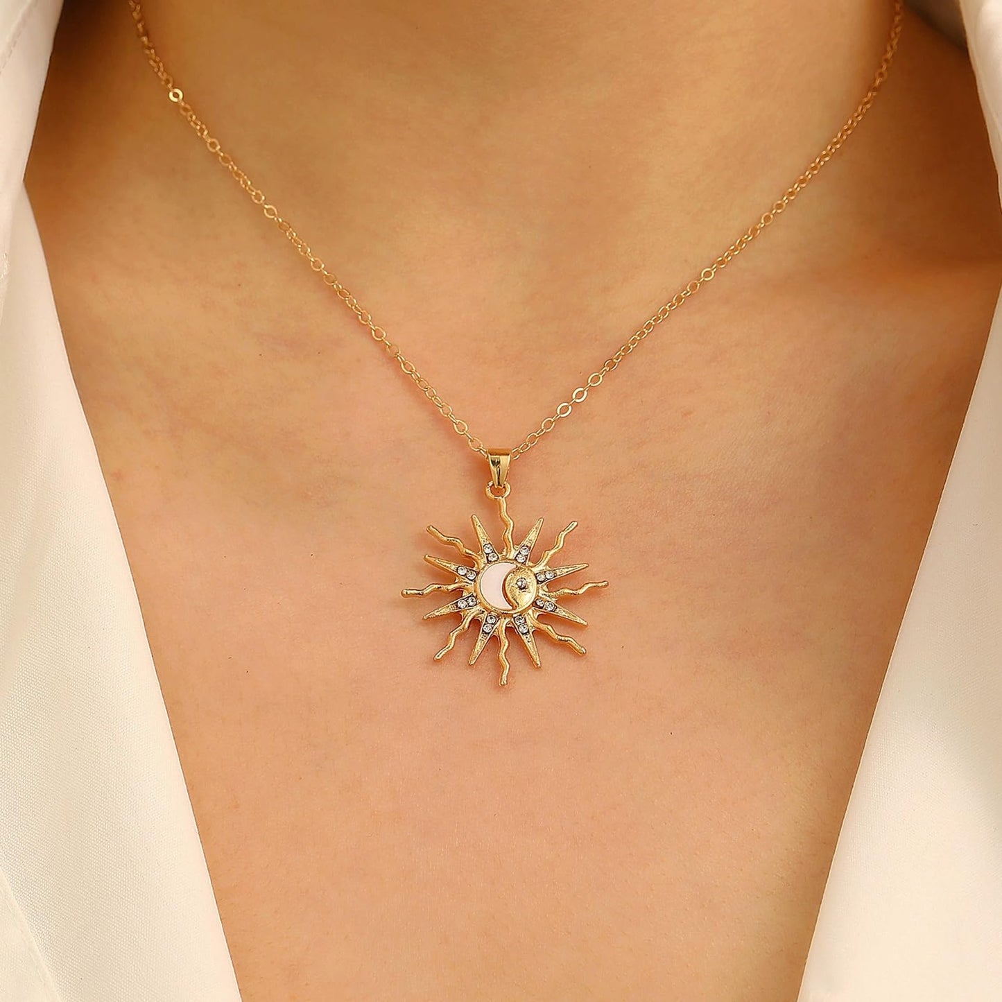 14K Gold Pendant Necklace for Women - Dainty Tiny Pendant Choker, Delicate Gold Chain Necklace, Trendy Jewelry Gift