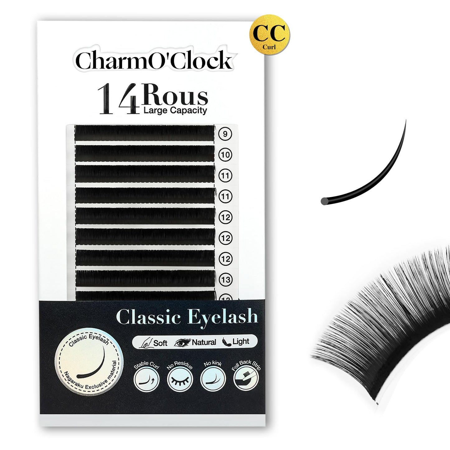 Cashmere Volume Lash Extensions - CC Curl 0.03mm Thickness | 8-16mm Mixed Length Trays, Super Matte Black Individual Eyelashes