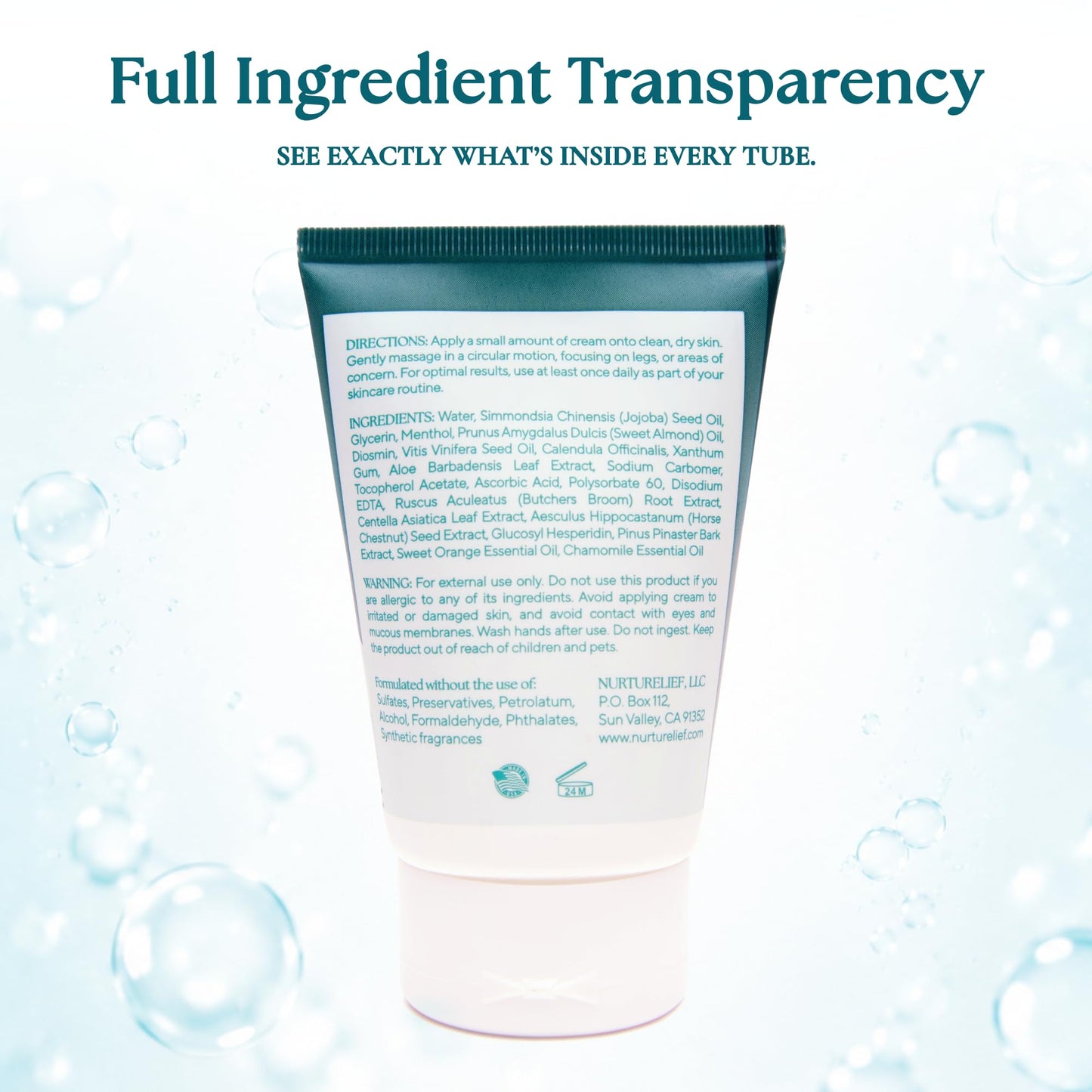Nurturelief Doctor-Crafted Micronized Diosmin Contour Cream with Hesperidin | Cooling Comfort Formula | Silky Cosmetic Absorption Technology | Centella Cream with Horse Chestnut & Menthol