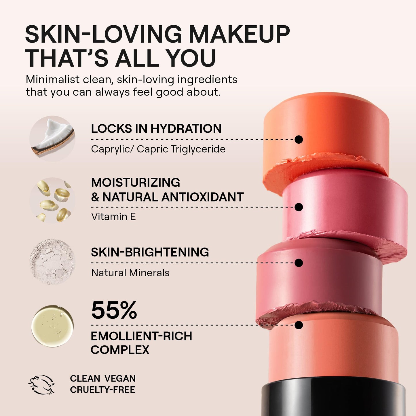 Nudestix Nudies Bloom All Over Dewy Color – 3-in-1 Cream Blush Stick for Cheeks, Eyes & Lips with Built-In Brush | Sheer, Glossy Finish | Vegan, Long-Wear, Multi-Use Makeup (Sweet Peach Peony)