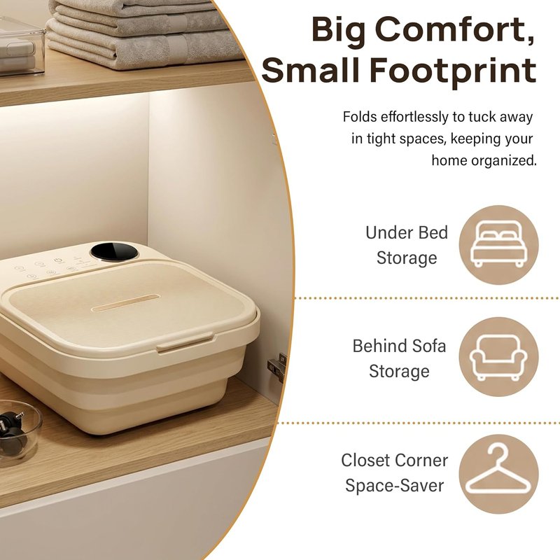 Collapsible Foot Spa Bath Massager - Heated Foot Bath with Remote Control & Detachable Rollers | Foldable Soaking Tub for Home Pedicure