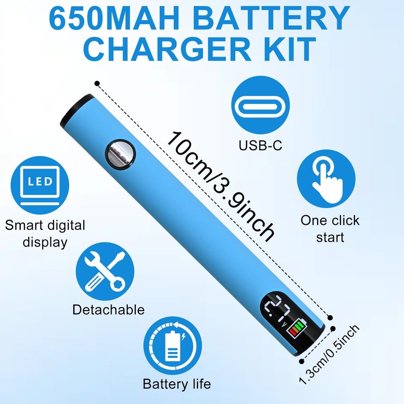 ZMJY Portable Soldering Iron Cart Pen - USB-C Rechargeable with LED Screen, 510 Thread Universal Connector, 3-Temp Ceramic Heating (200-450°C), 650mAh for Electronics Repair, DIY, & Phone Fix (Blue)
