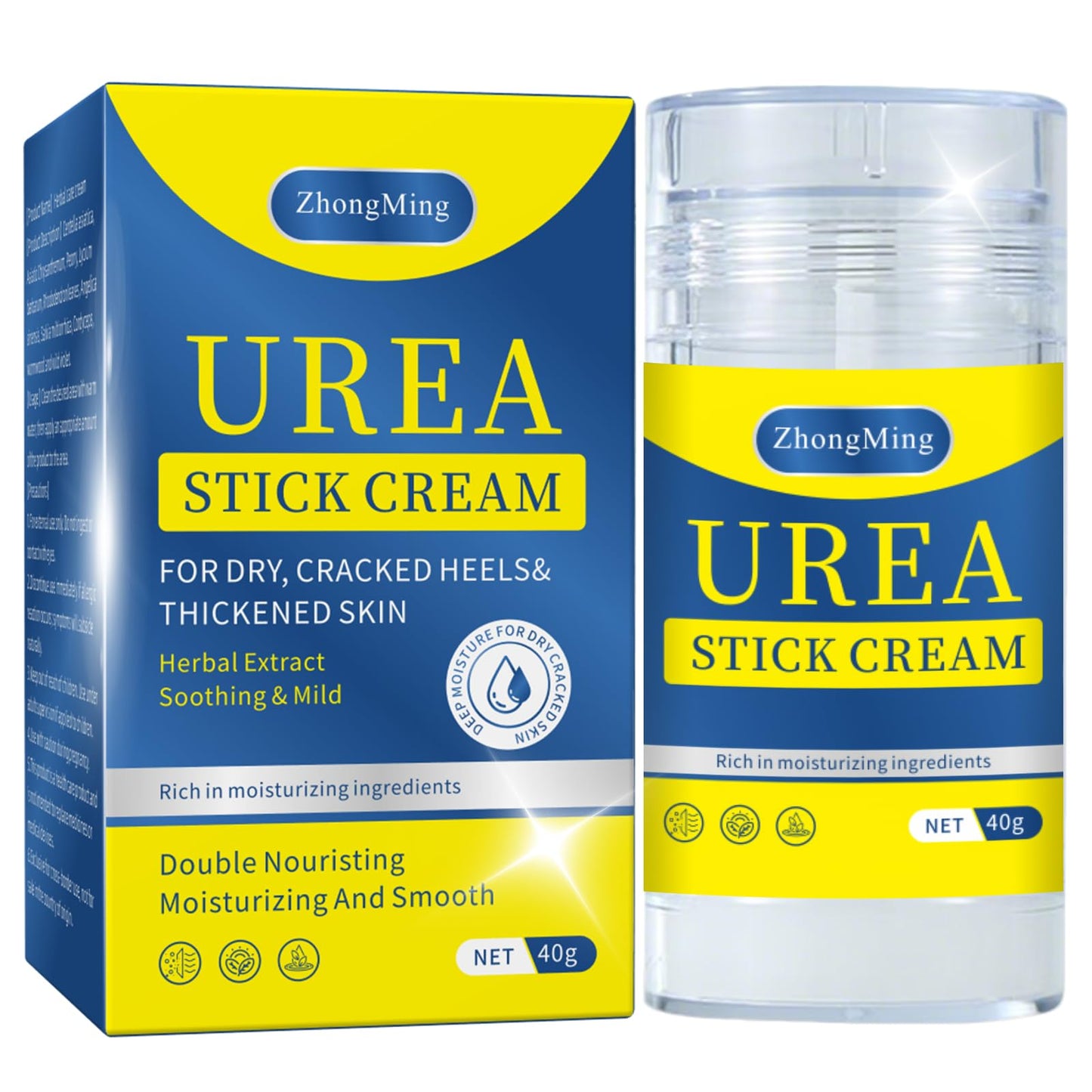 60% Urea Cream Stick with 2% Salicylic Acid, Exfoliating Moisturizer for Dry Cracked Heels, Callus Remover for Feet, Hands, Knees & Elbows