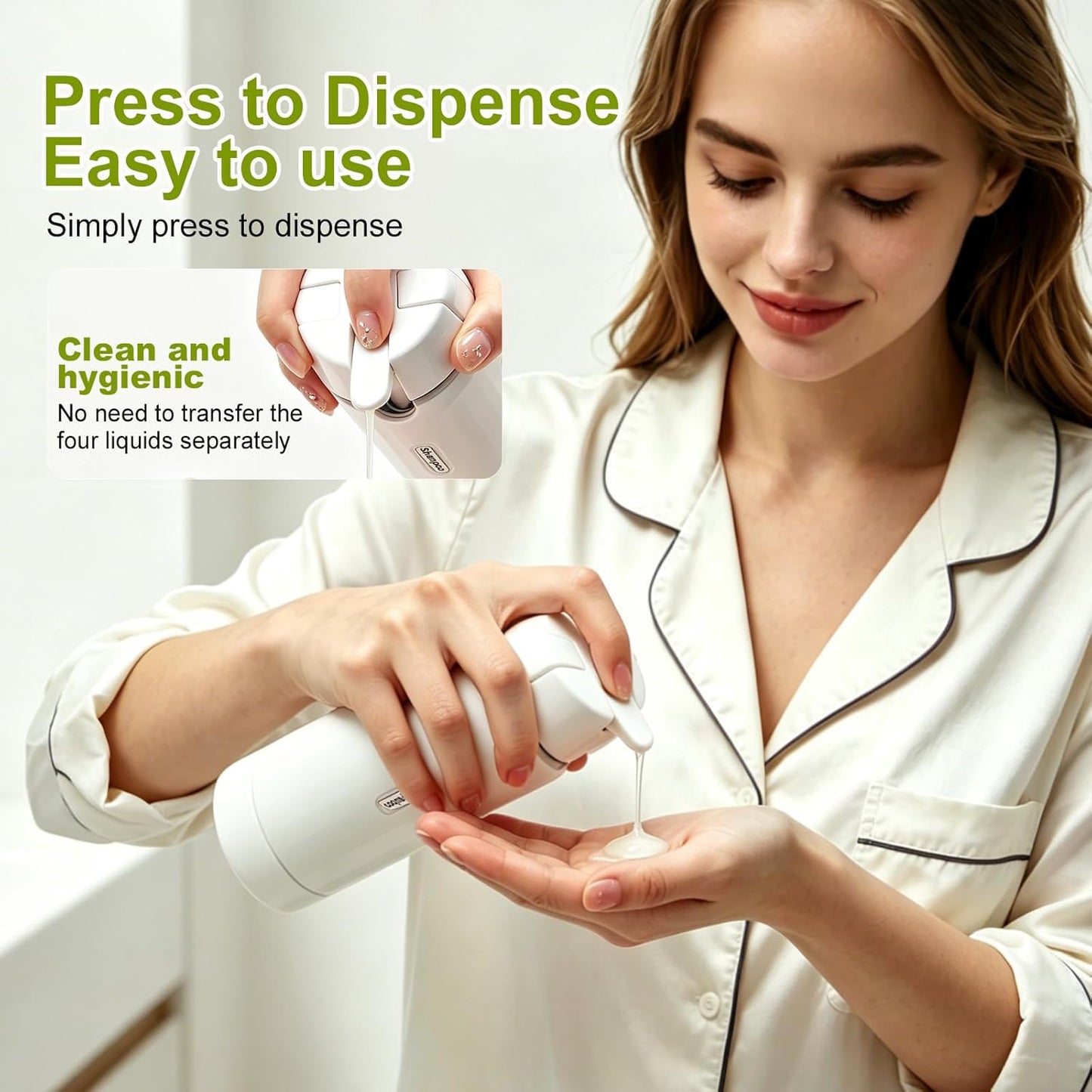 Travel Dispenser Bottle Set - 4-in-1 Leakproof Rotatable Pump for Toiletries | TSA Approved, 4x30ml (Green)