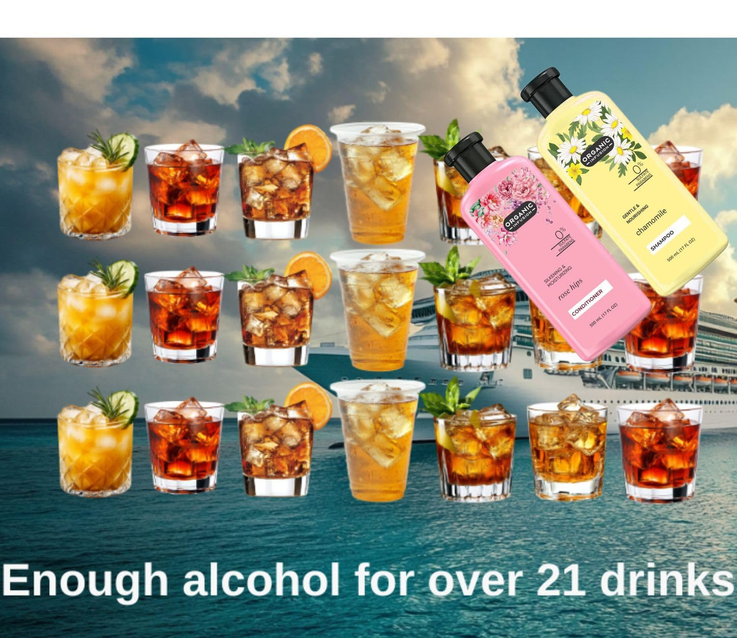 ShampBooze Secret Fake Shampoo Bottles | Flasks for Liquor Disguise | Plastic Flask for Liquor | Booze Smuggling Containers for Cruises | Alcohol Hidden Container | Hidden Flask | Two 17oz bottles