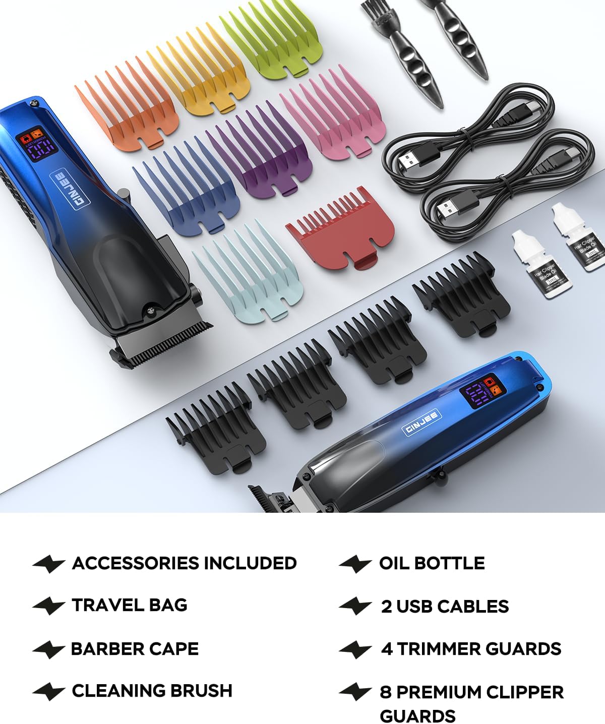 Professional Hair Clippers for Men - Cordless & Corded Rechargeable Barber Clipper Set with Fade Lever | Grooming Kit with Guide Combs & Travel Case