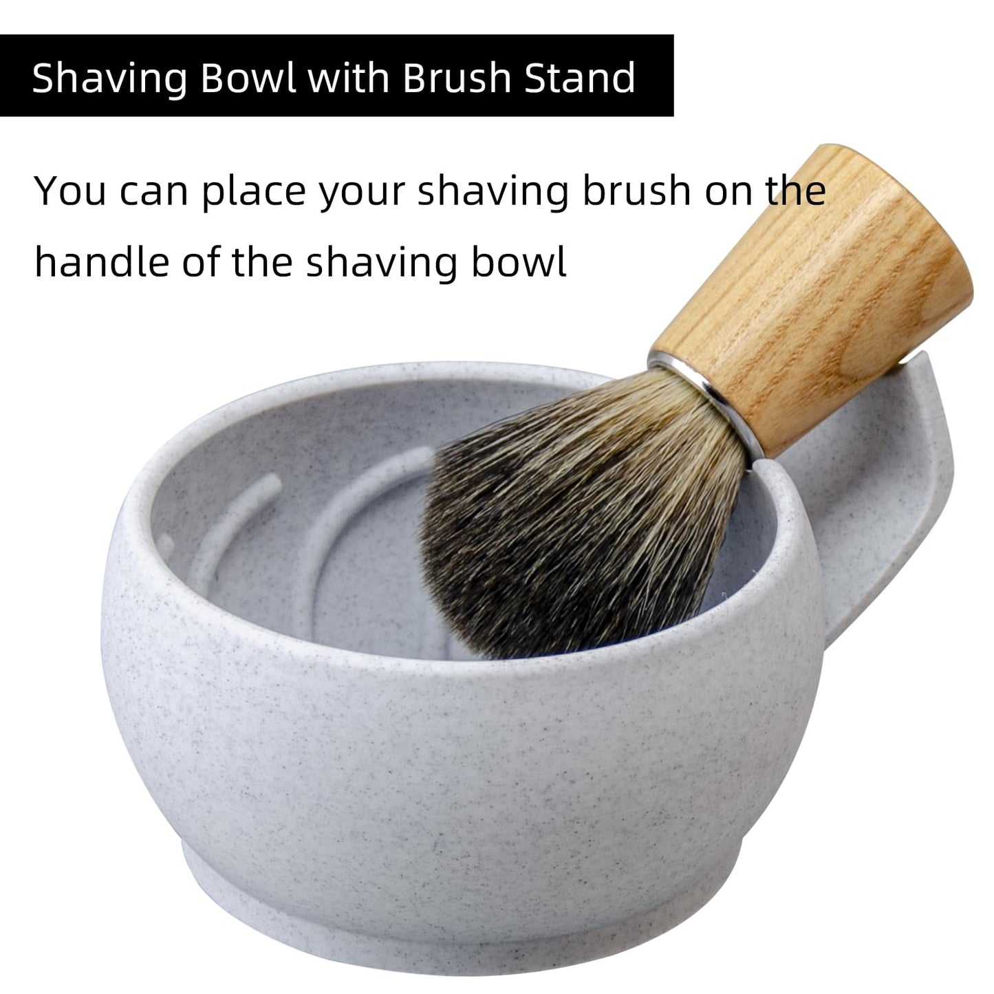 Grandslam Shaving Bowl with Ridges, Shaving Mug with Brush Stand, Shaving Soap Bowl for Shaving Cream and Soap, Durable & Holds Heat Longer, Rich & Thick Lather, Great for Traveling and Use at Home